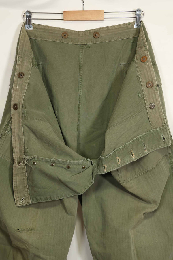 1940年代　アメリカ陸軍　HBT ユーティリティパンツ　大きめサイズ　傷あり　中古品