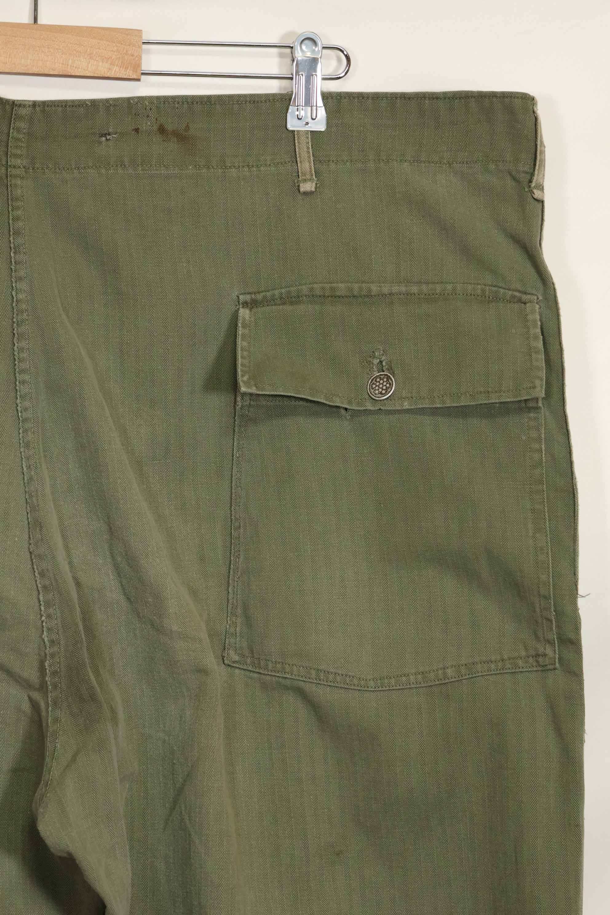 1940年代　アメリカ陸軍　HBT ユーティリティパンツ　大きめサイズ　傷あり　中古品