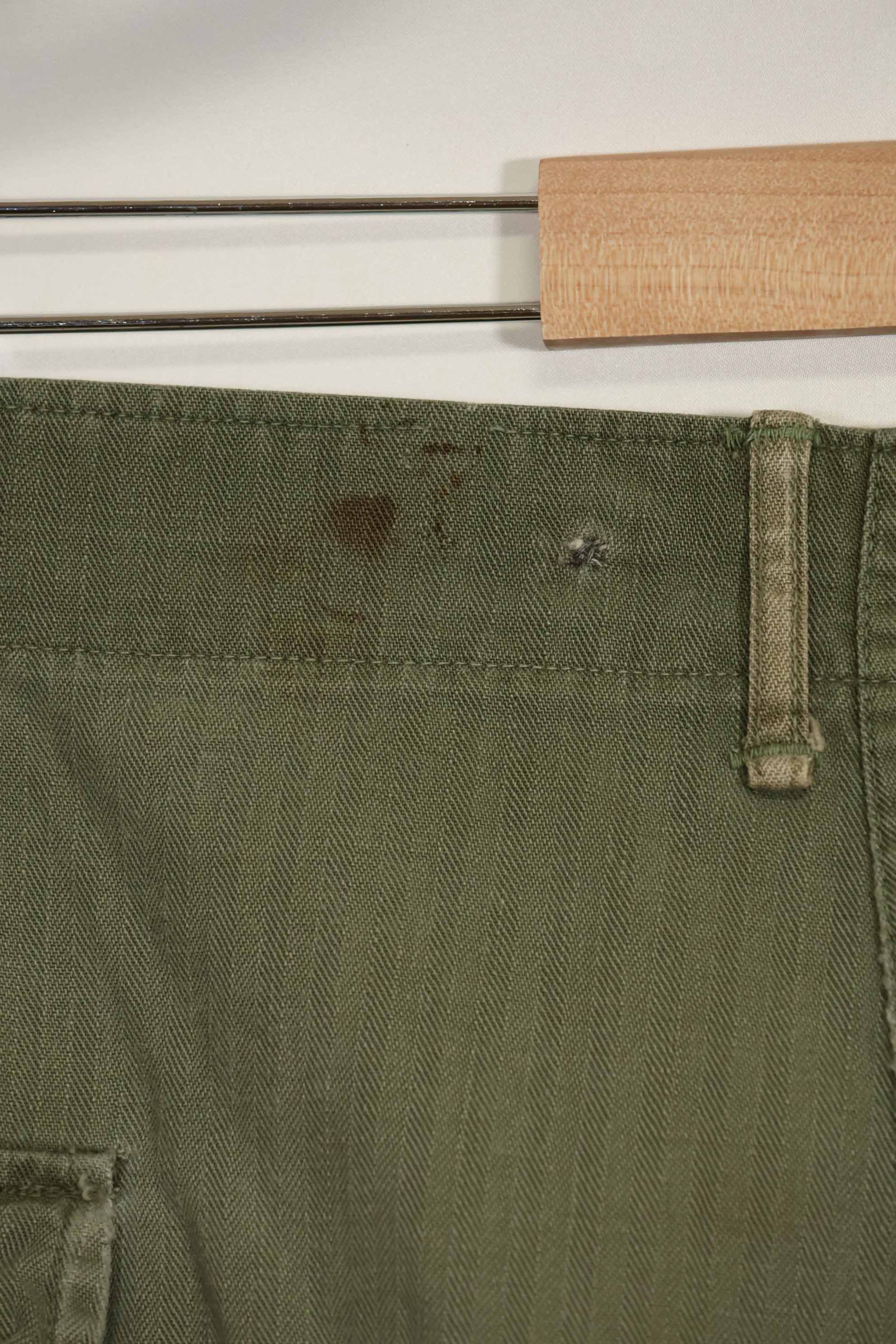 1940年代　アメリカ陸軍　HBT ユーティリティパンツ　大きめサイズ　傷あり　中古品