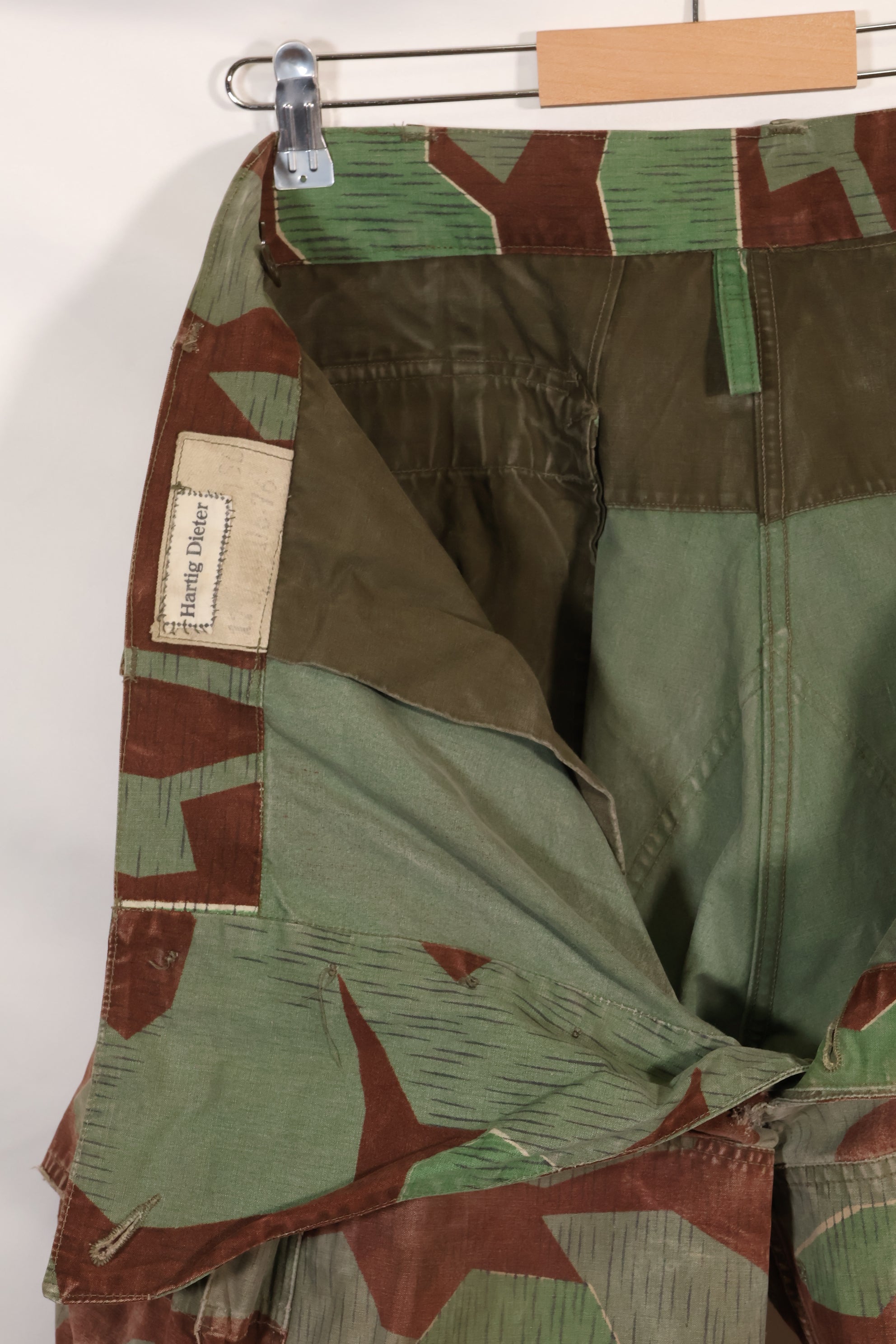 1950s West German splinter camouflage cargo pants, rare, used.