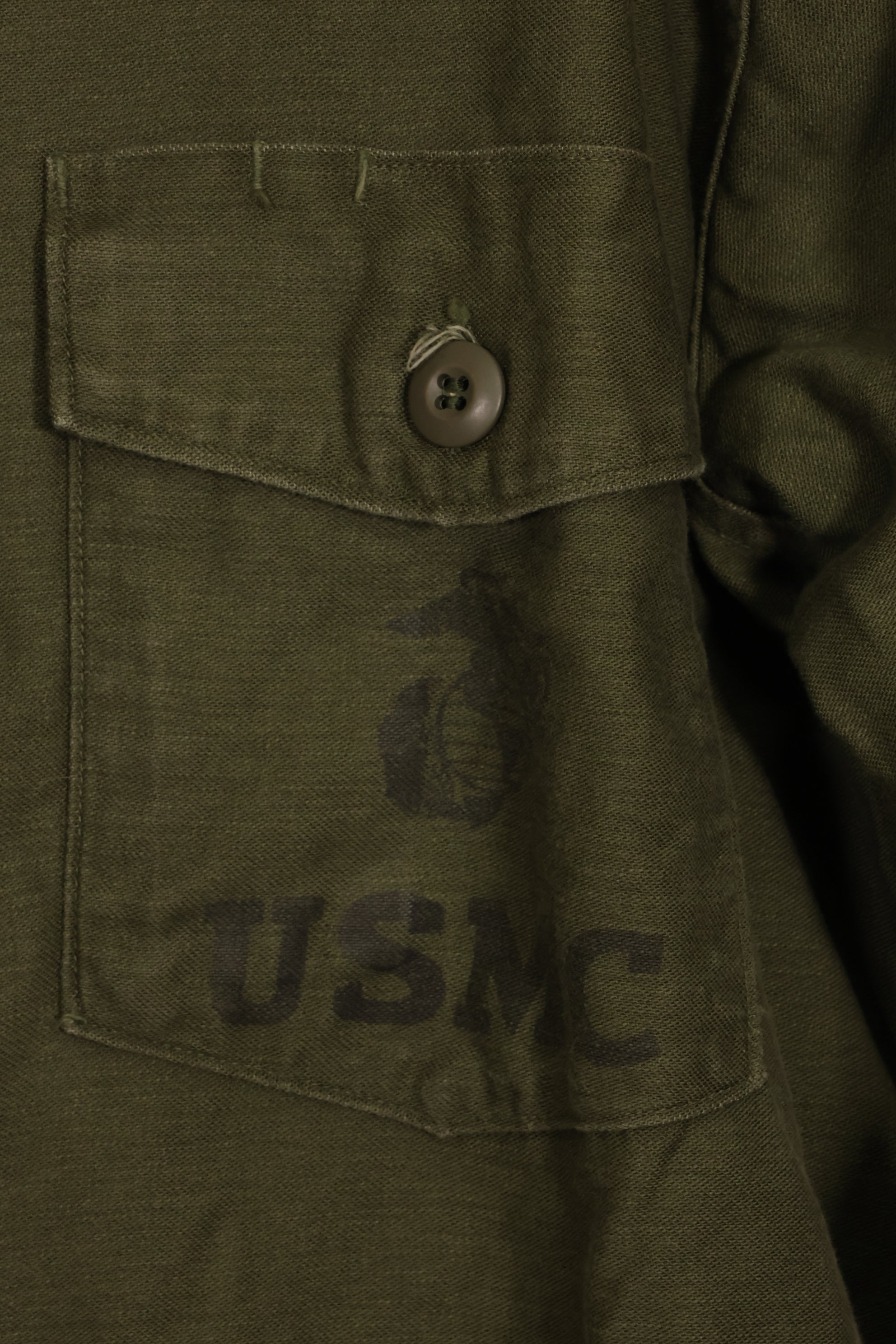 1967年契約　17 1/2 × 36 USMC　アメリカ海兵隊　OG-107 ユーティリティシャツ　中古品　大きめサイズ