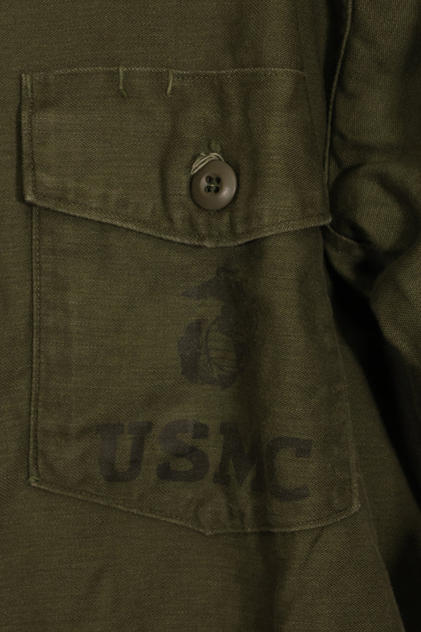 1967年契約　17 1/2 × 36 USMC　アメリカ海兵隊　OG-107 ユーティリティシャツ　中古品　大きめサイズ