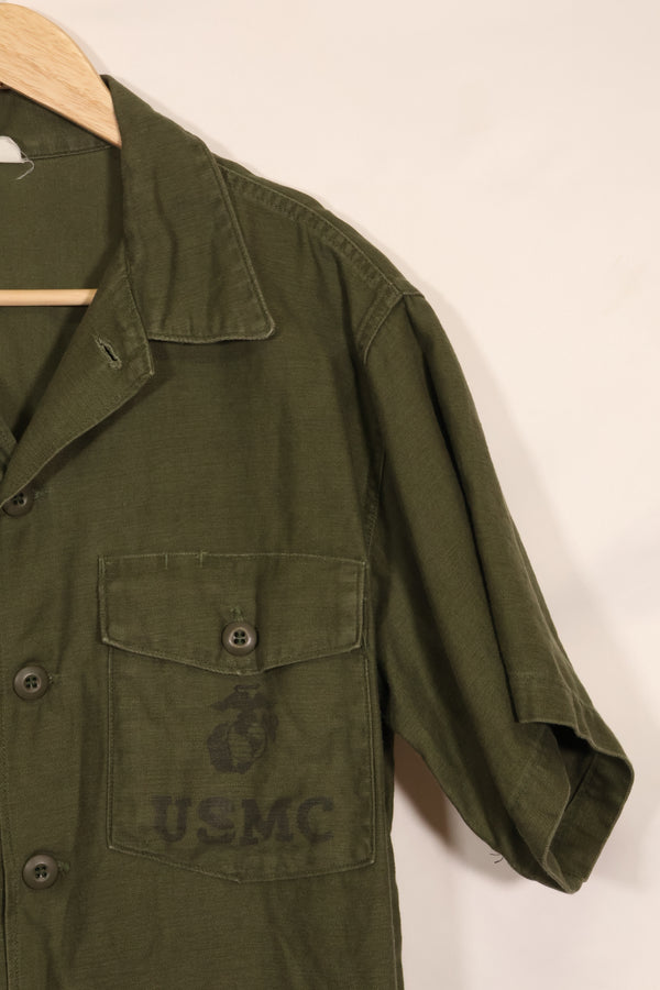 1967 Contract 17 1/2 x 36 USMC US Marine Corps short sleeve OG-107 utility shirt, used, large size.