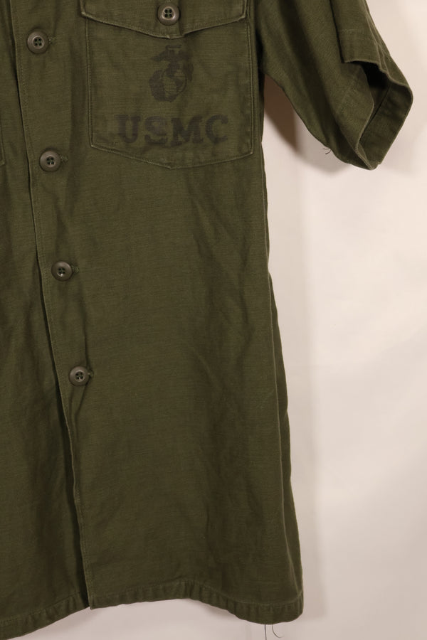 1967 Contract 17 1/2 x 36 USMC US Marine Corps short sleeve OG-107 utility shirt, used, large size.