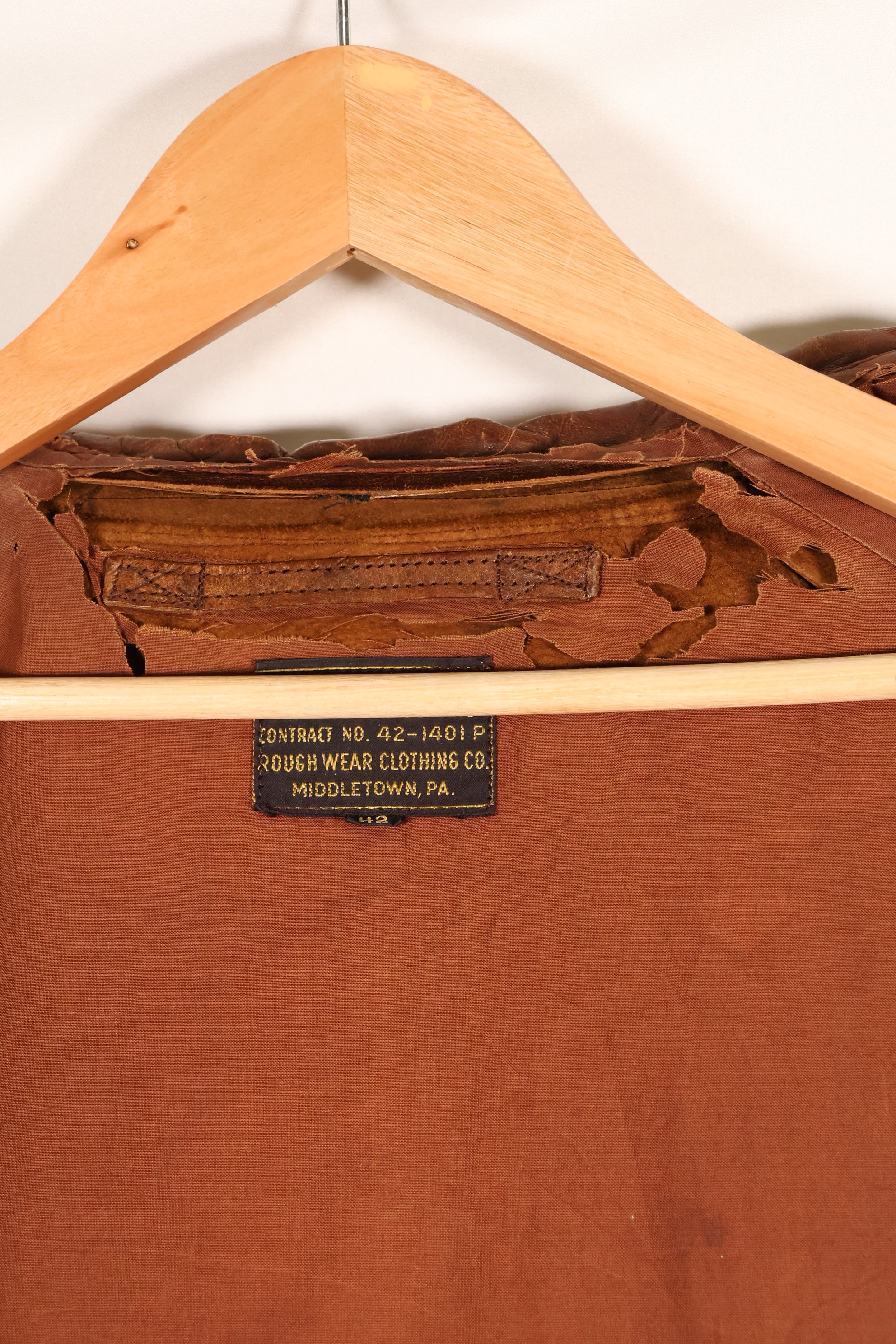 1940 年代 42 码美国空军 A-2 飞行夹克 Rough Wear Clothing Co.