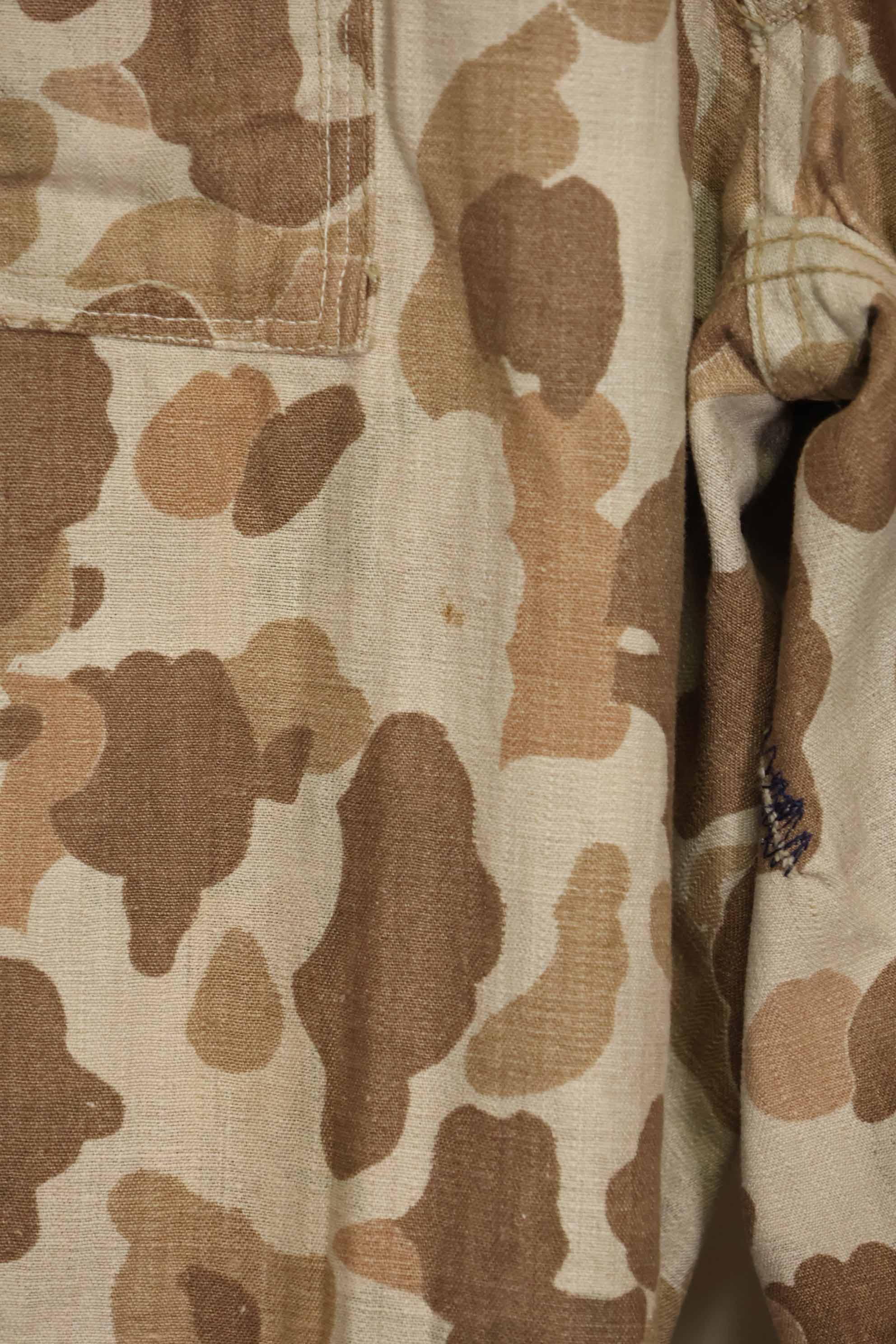 1940s U.S. Marine Corps P-42 Frogskin camouflage pants with local modifications, good condition, used.