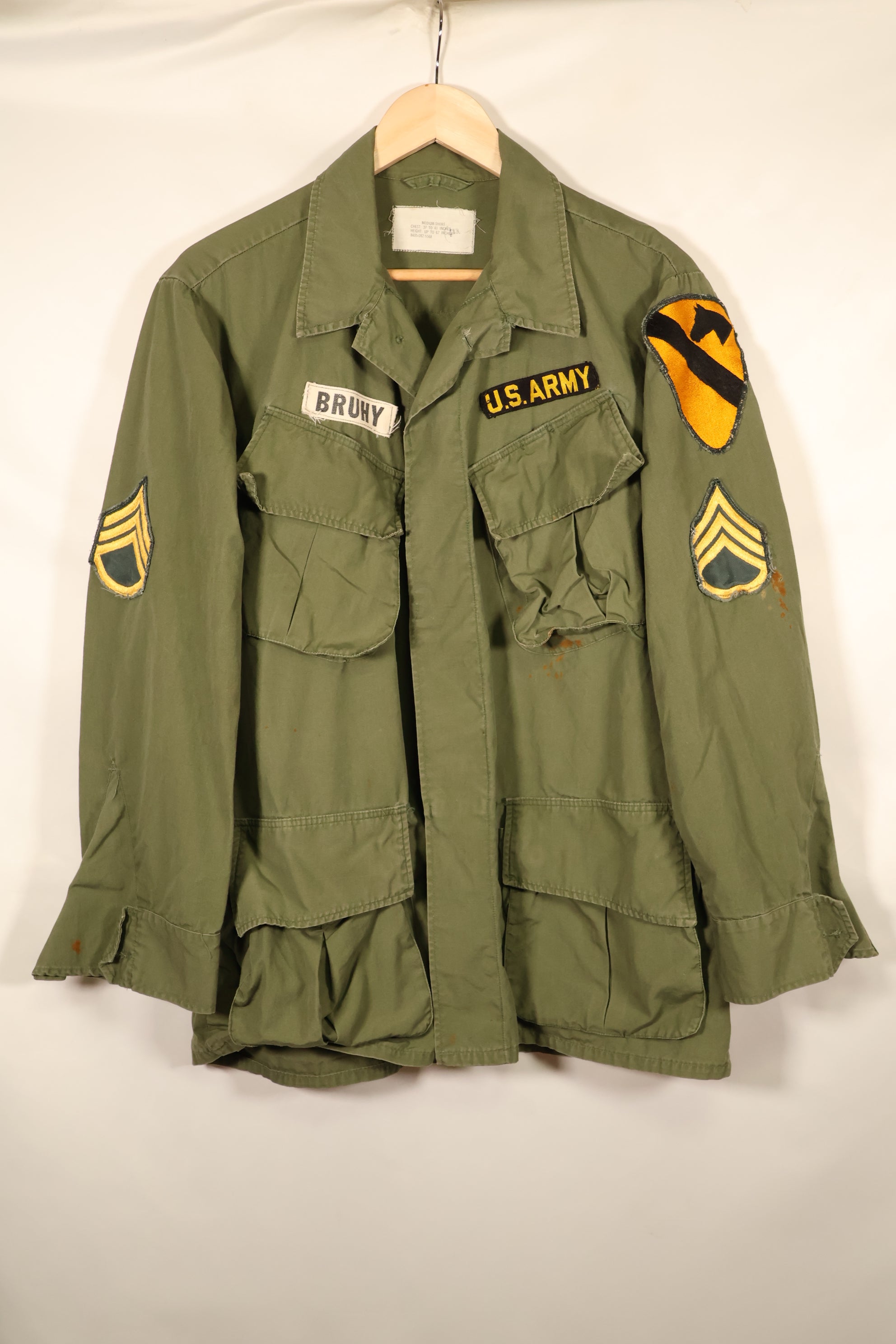 Contract item from around 1967—M-S 3rd Model Jungle Fatigue Jacket with patch (added later)—Used