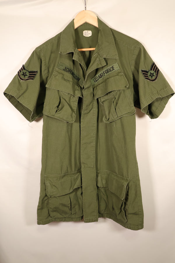 1969年契約　S-L　テイラー跡あり　4th Model ジャングルファティーグ　ジャケット　USAF　半袖カスタム　中古品