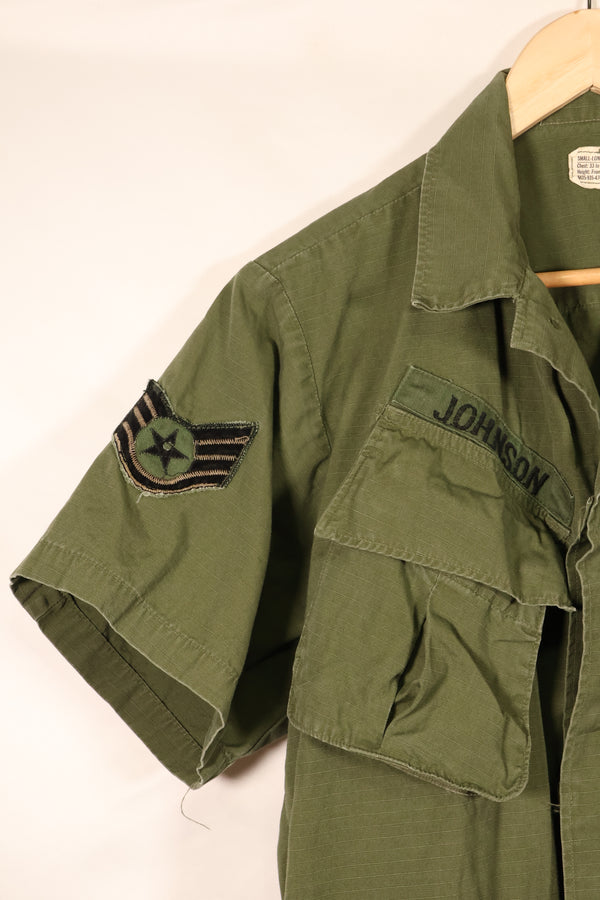 1969年契約　S-L　テイラー跡あり　4th Model ジャングルファティーグ　ジャケット　USAF　半袖カスタム　中古品
