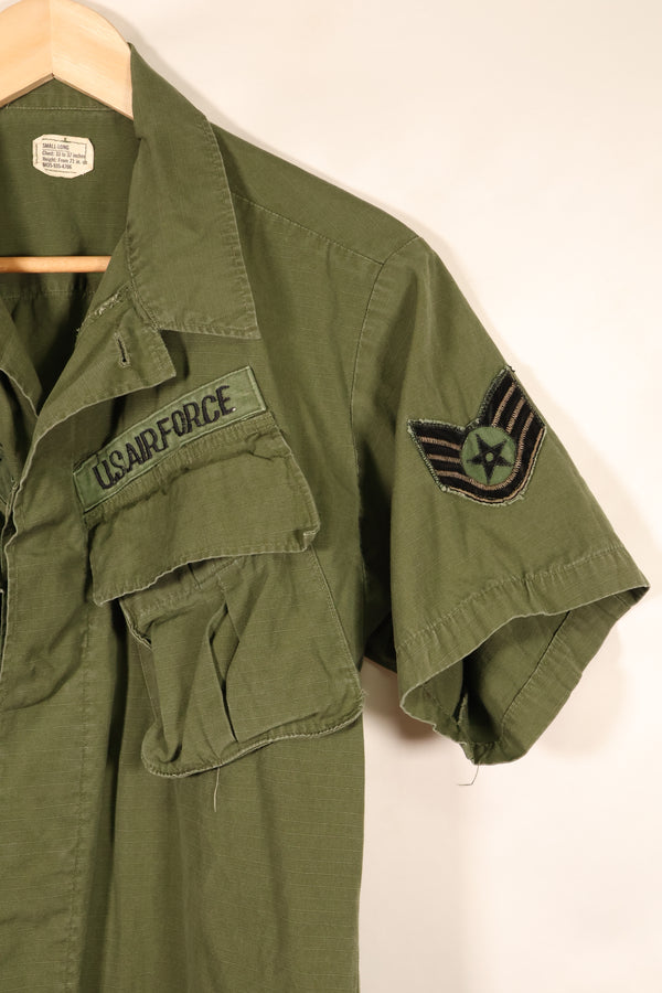 1969年契約　S-L　テイラー跡あり　4th Model ジャングルファティーグ　ジャケット　USAF　半袖カスタム　中古品