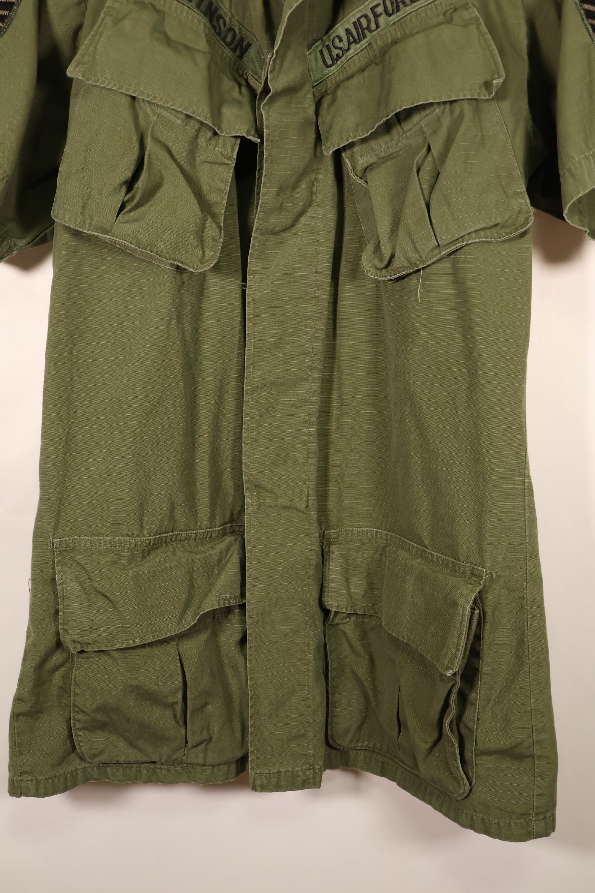 1969年契約　S-L　テイラー跡あり　4th Model ジャングルファティーグ　ジャケット　USAF　半袖カスタム　中古品