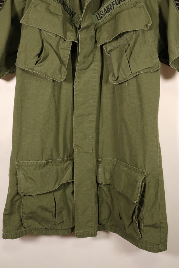 1969年契約　S-L　テイラー跡あり　4th Model ジャングルファティーグ　ジャケット　USAF　半袖カスタム　中古品