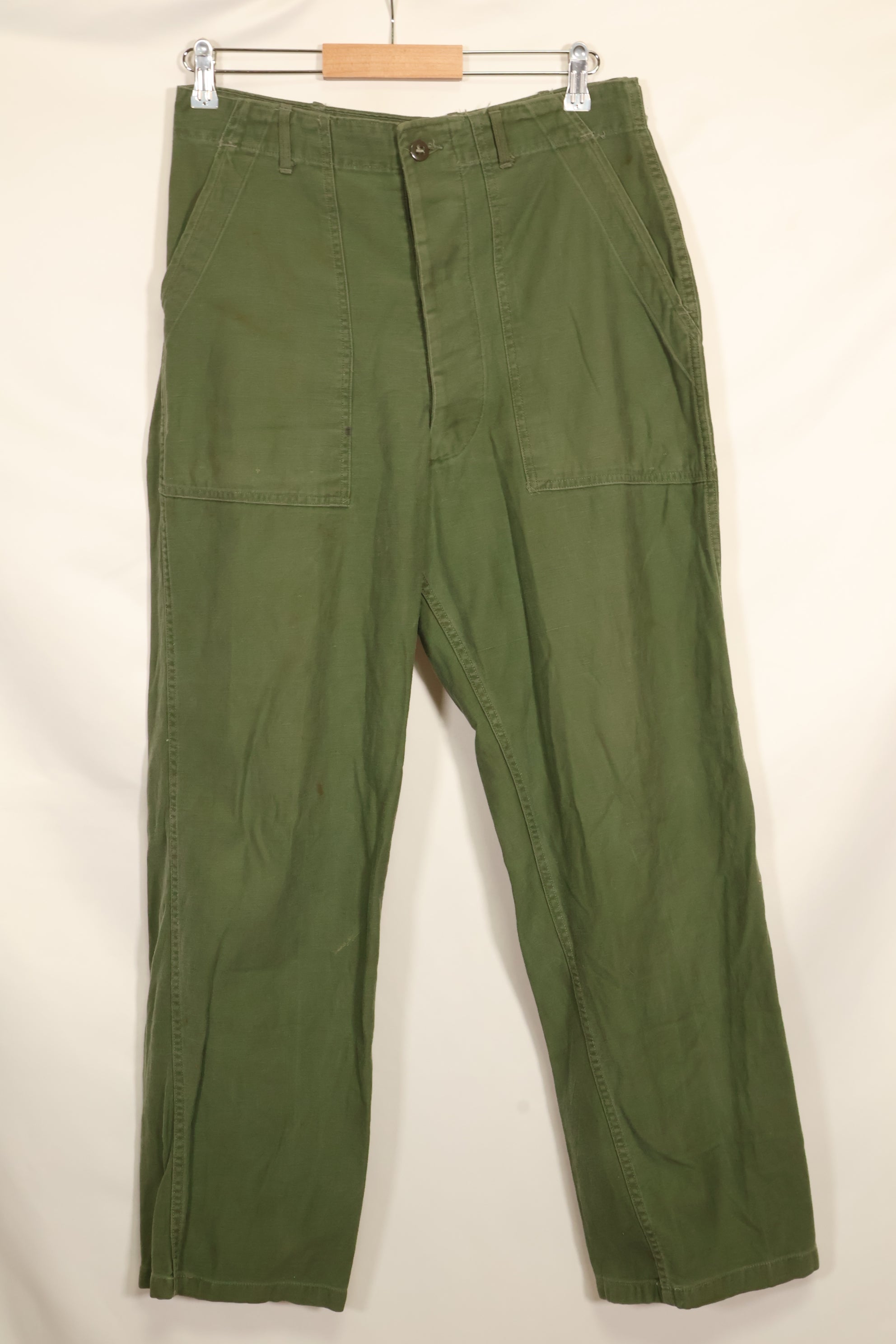 1960s TYPE 1 estimated MEDIUM US Army OG-107 Utility Pants Baker Pants Used A