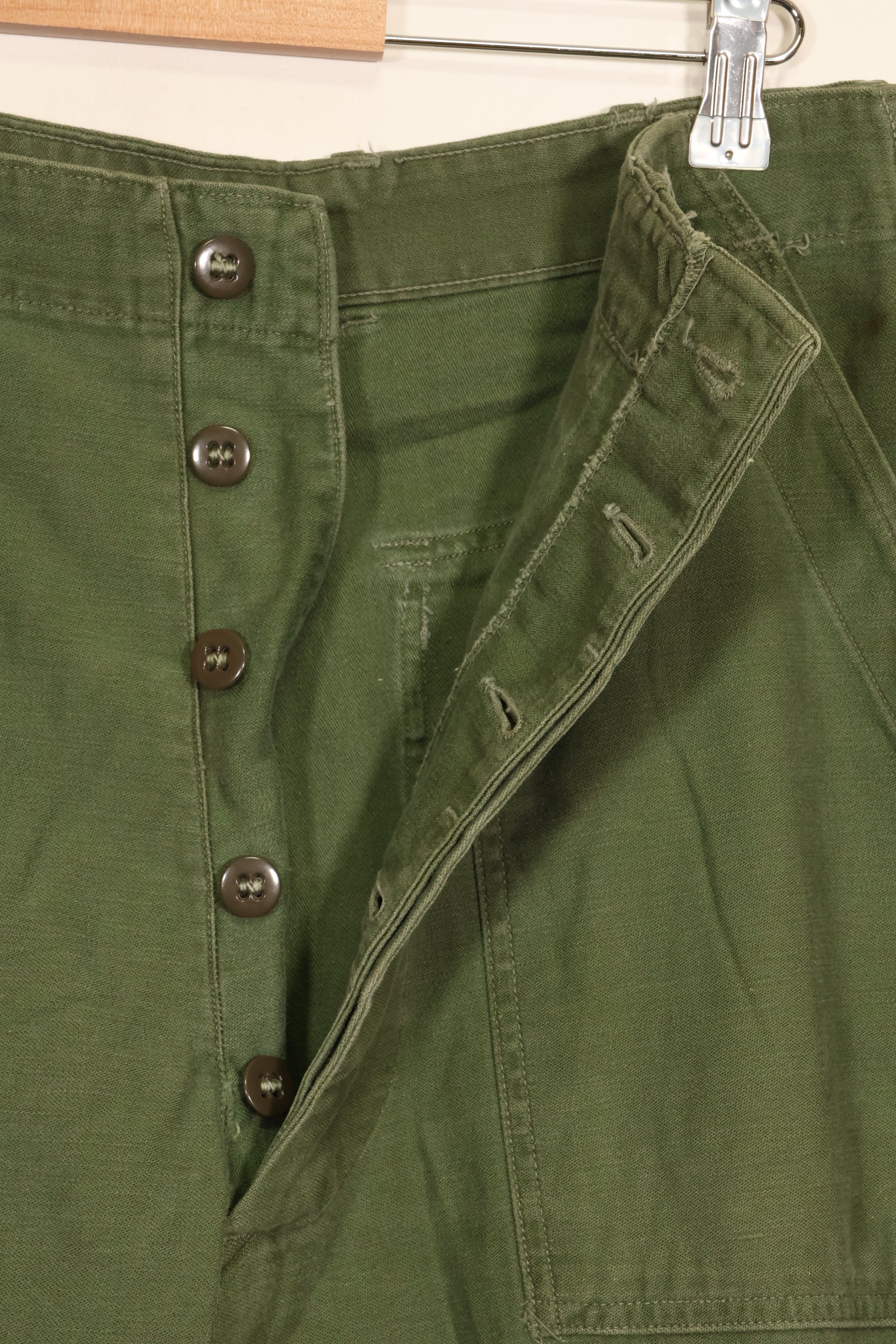 1960s TYPE 1 estimated MEDIUM US Army OG-107 Utility Pants Baker Pants Used A