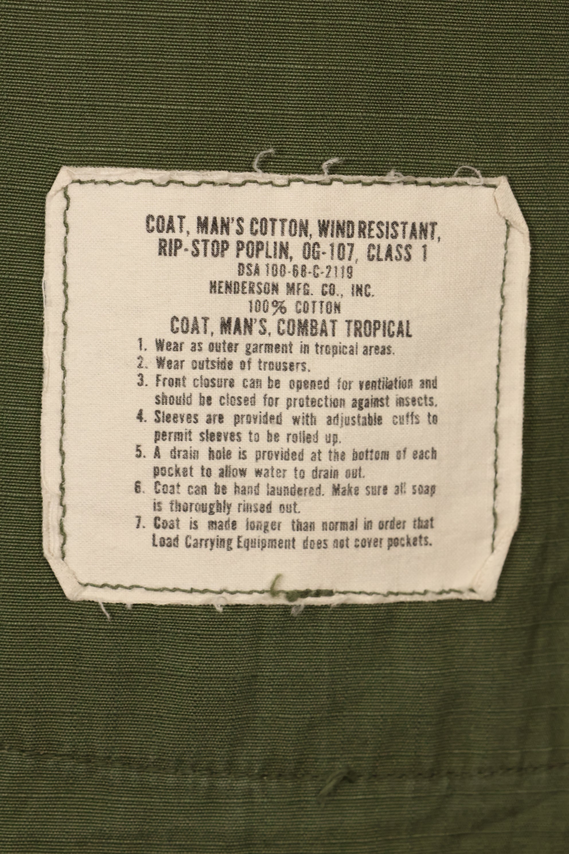 1968 年合同 M-R 1980 年代绿色贝雷帽使用过的第 4 款丛林疲劳夹克，使用过。