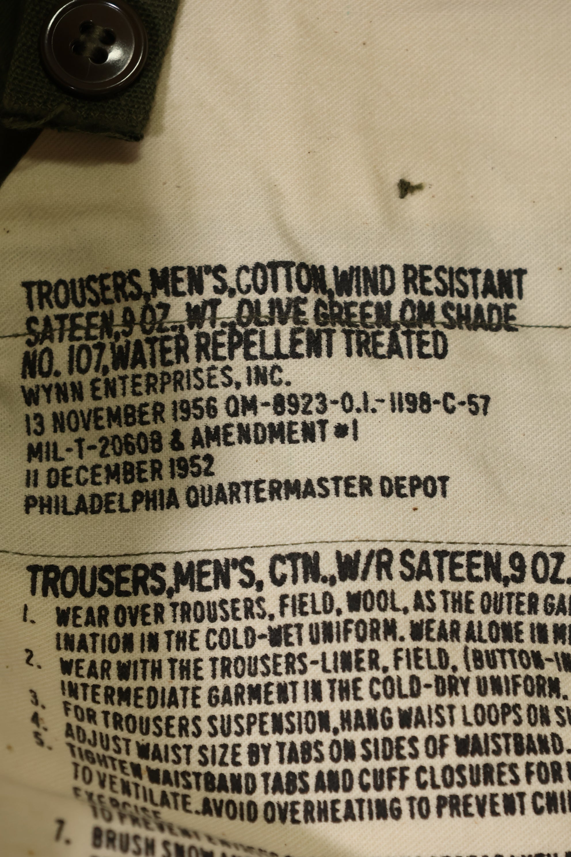 実物　1957年製　M51 コットンフィールドパンツ　デッドストック　M-R　未使用品