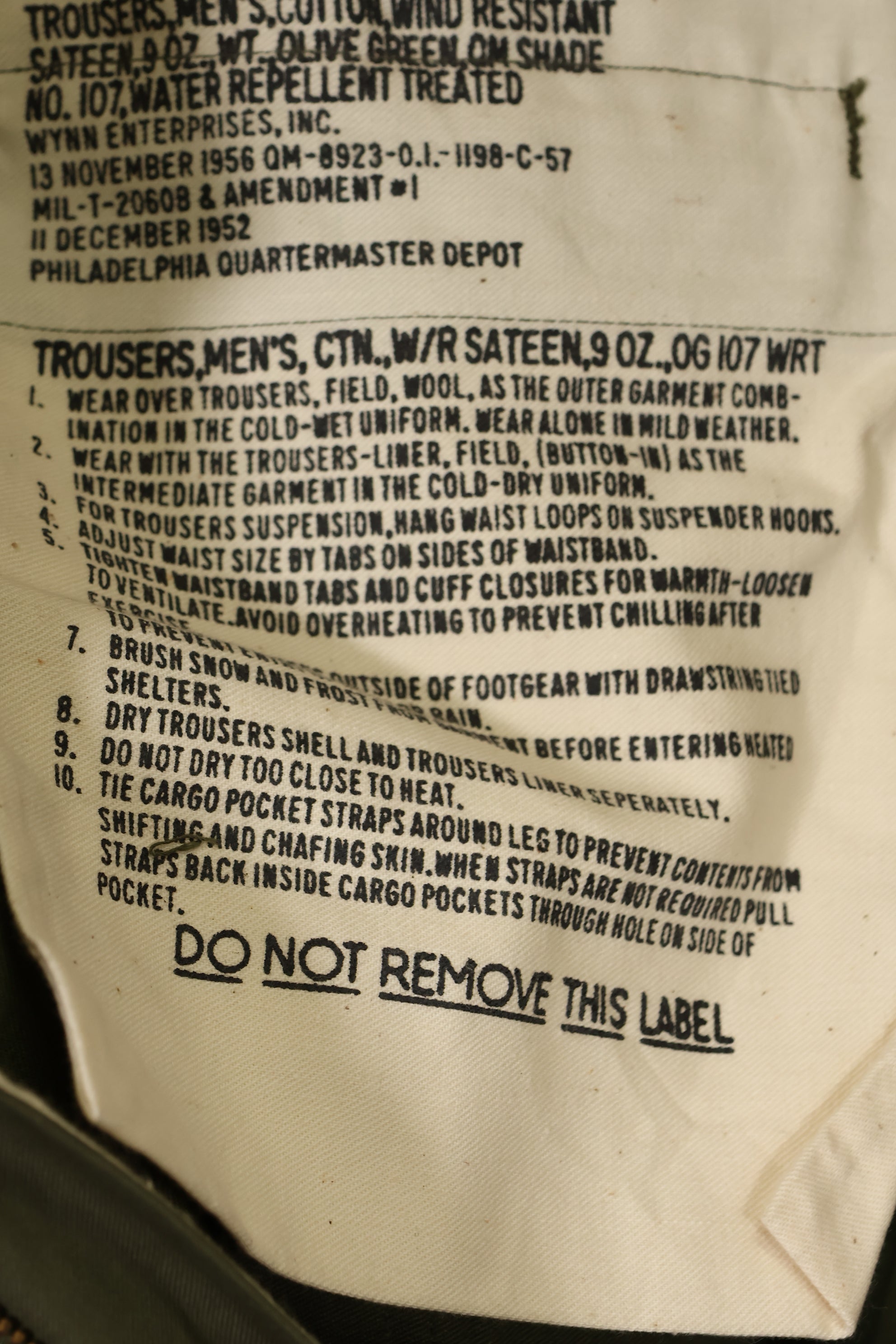 実物　1957年製　M51 コットンフィールドパンツ　デッドストック　M-R　未使用品