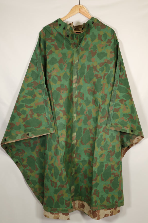 実物　1944年製　USMC フロッグスキン迷彩　ゴム引き　レインポンチョ　状態良い　中古品