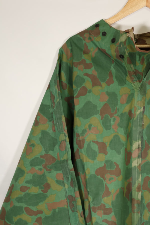 実物　1944年製　USMC フロッグスキン迷彩　ゴム引き　レインポンチョ　状態良い　中古品