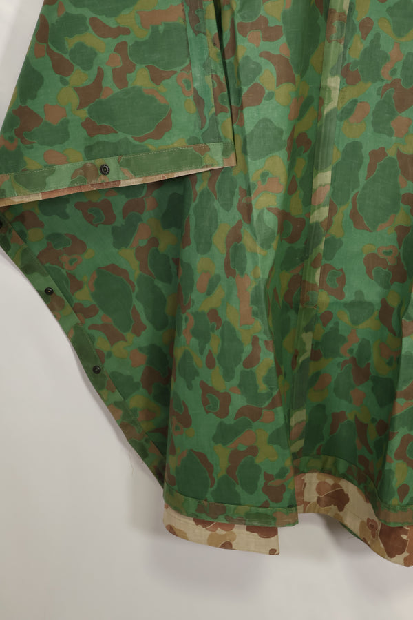 実物　1944年製　USMC フロッグスキン迷彩　ゴム引き　レインポンチョ　状態良い　中古品
