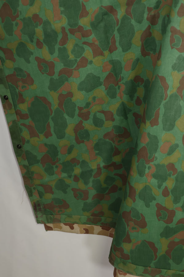 実物　1944年製　USMC フロッグスキン迷彩　ゴム引き　レインポンチョ　状態良い　中古品