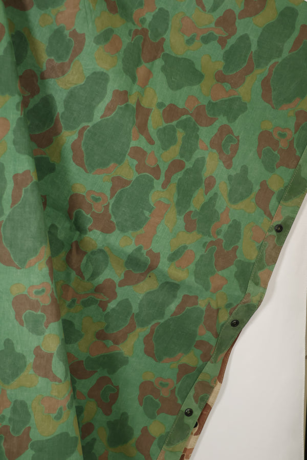 実物　1944年製　USMC フロッグスキン迷彩　ゴム引き　レインポンチョ　状態良い　中古品