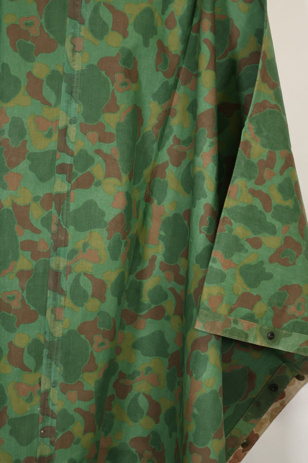 実物　1944年製　USMC フロッグスキン迷彩　ゴム引き　レインポンチョ　状態良い　中古品