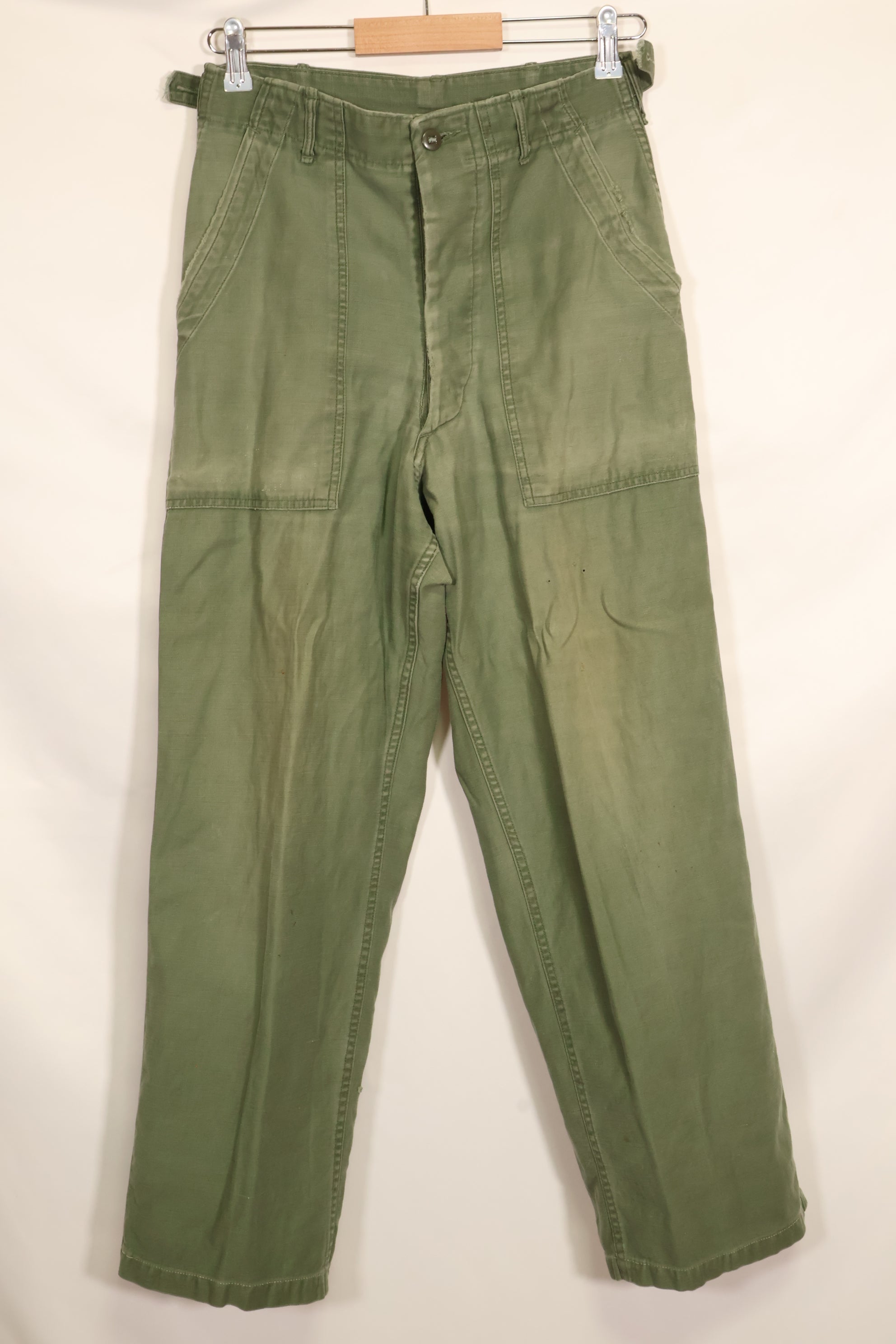 1950's TYPE 1 estimated SMALL US Army OG-107 Utility Pants Baker Pants Used A