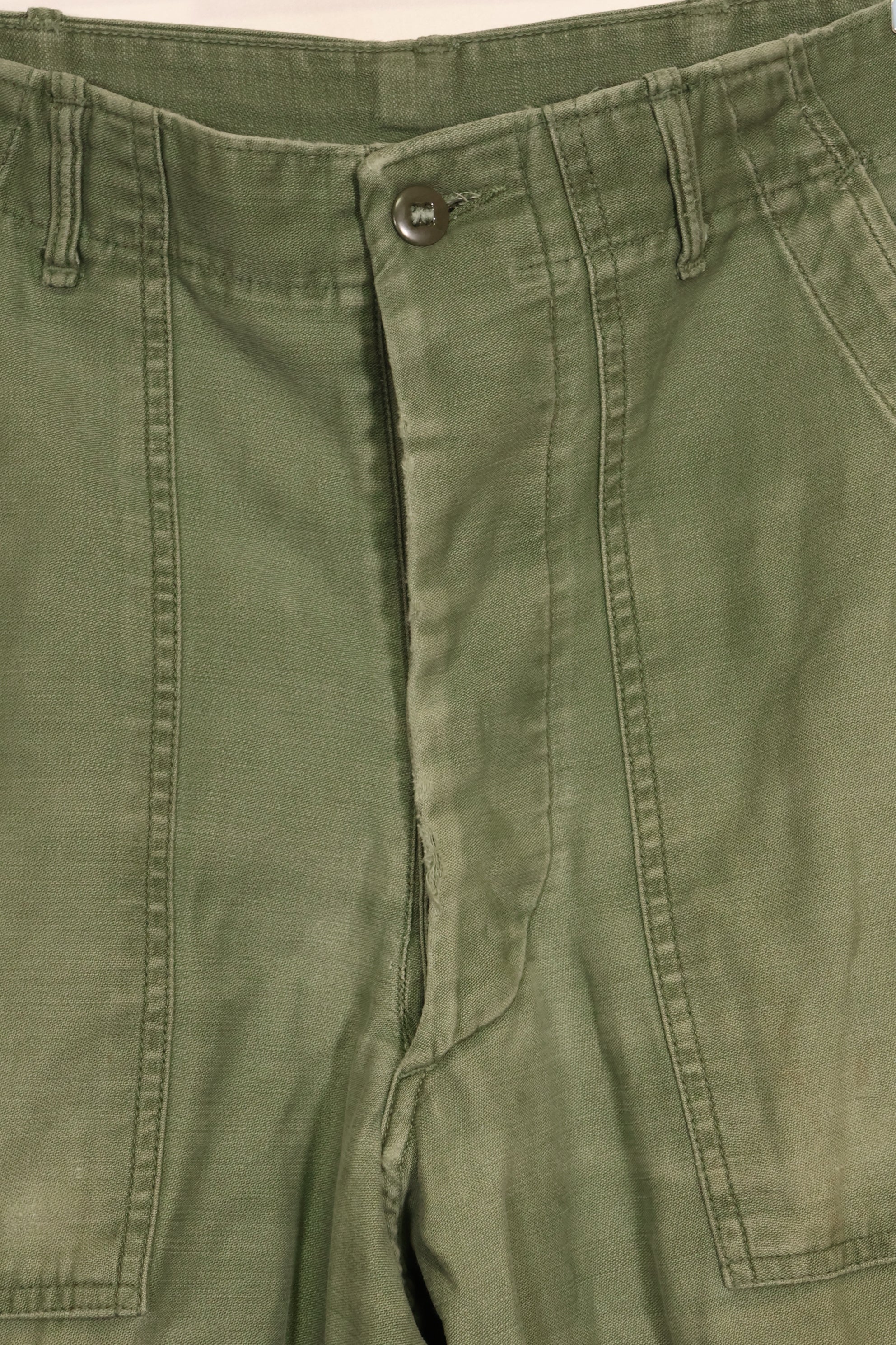1950's TYPE 1 estimated SMALL US Army OG-107 Utility Pants Baker Pants Used A