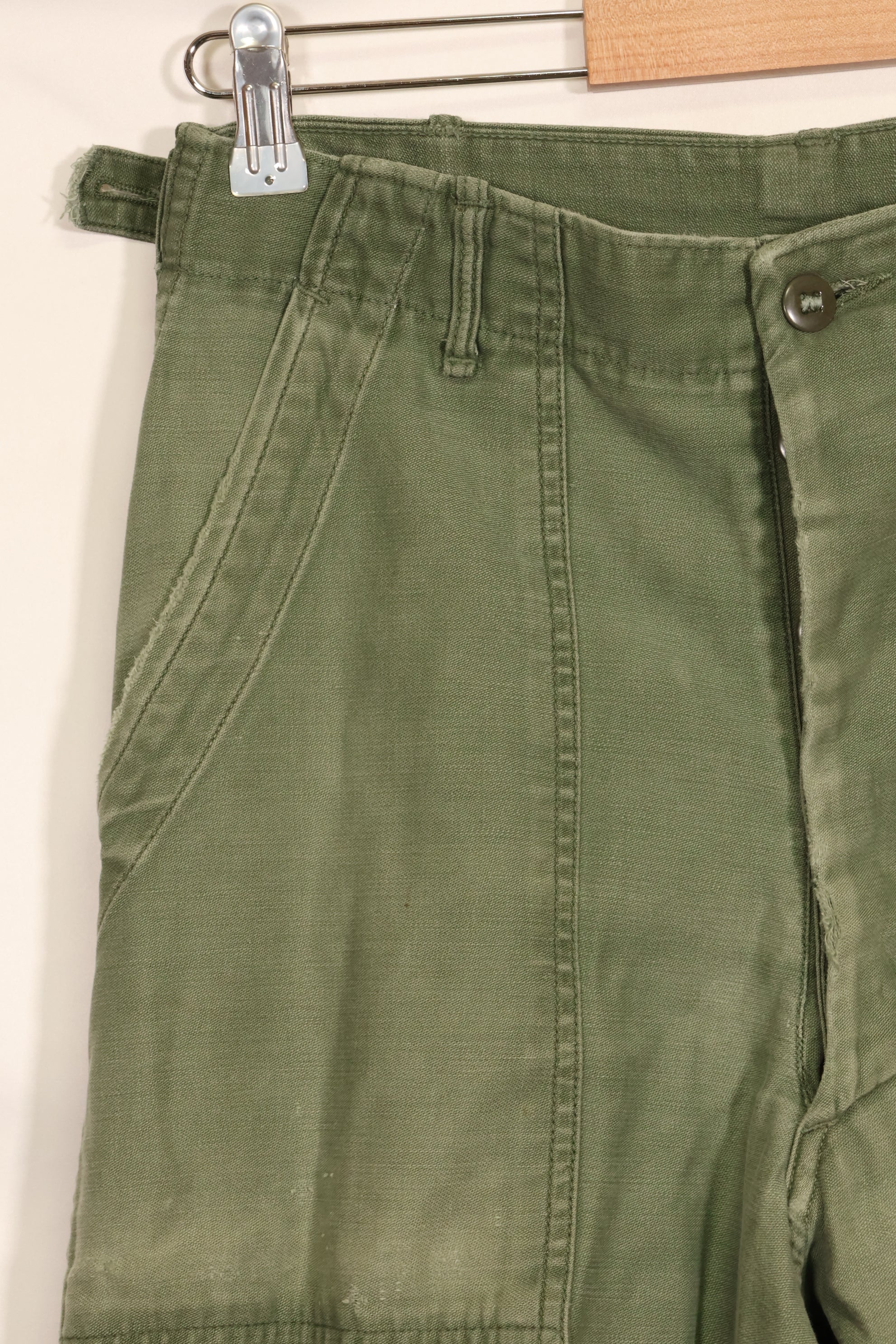 1950's TYPE 1 estimated SMALL US Army OG-107 Utility Pants Baker Pants Used A