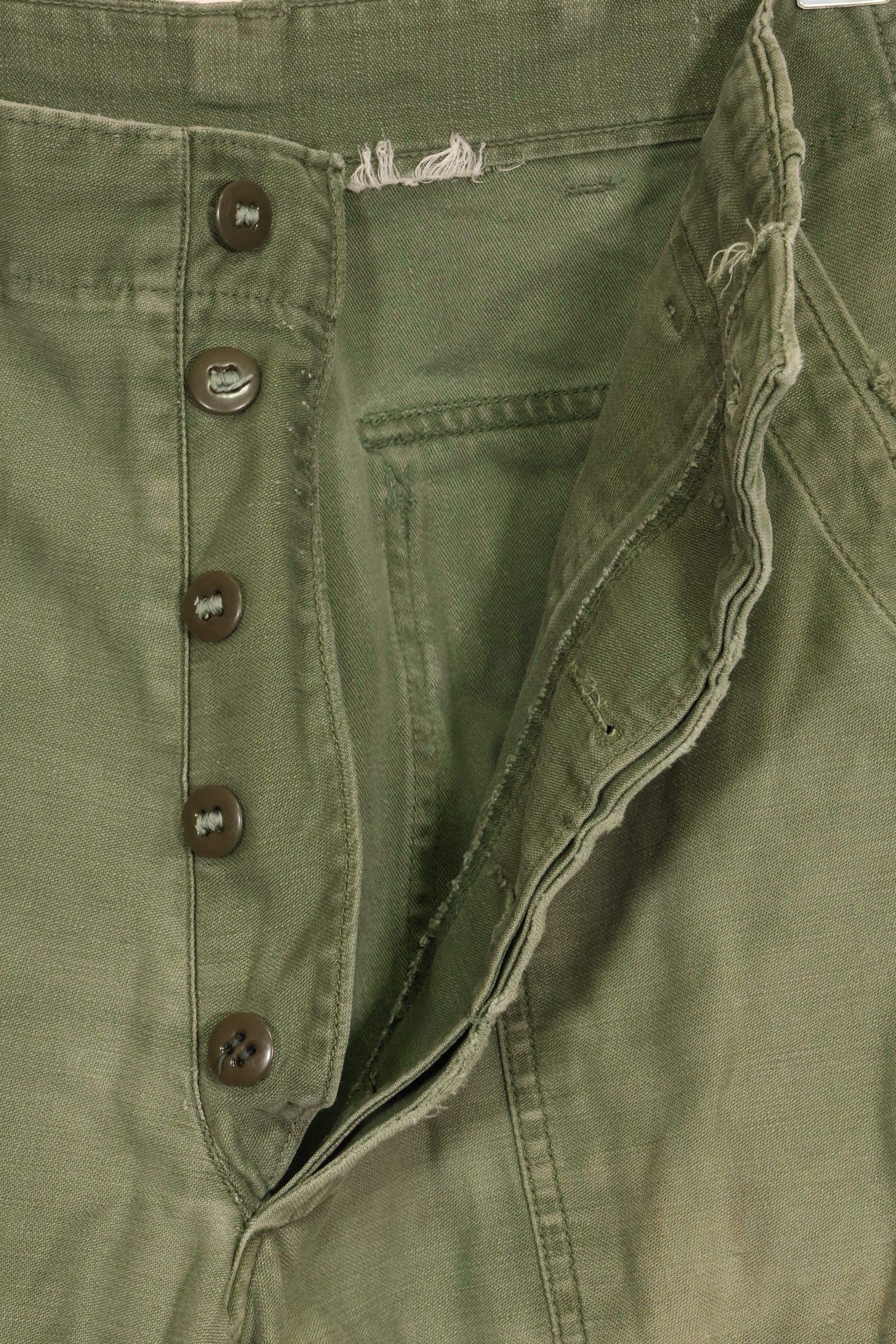 1950's TYPE 1 estimated SMALL US Army OG-107 Utility Pants Baker Pants Used A