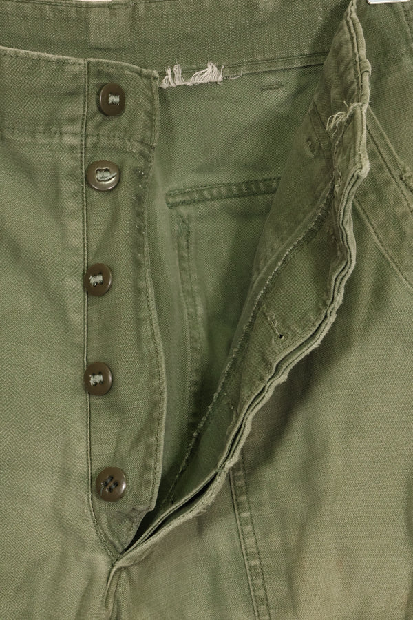 1950's TYPE 1 estimated SMALL US Army OG-107 Utility Pants Baker Pants Used A