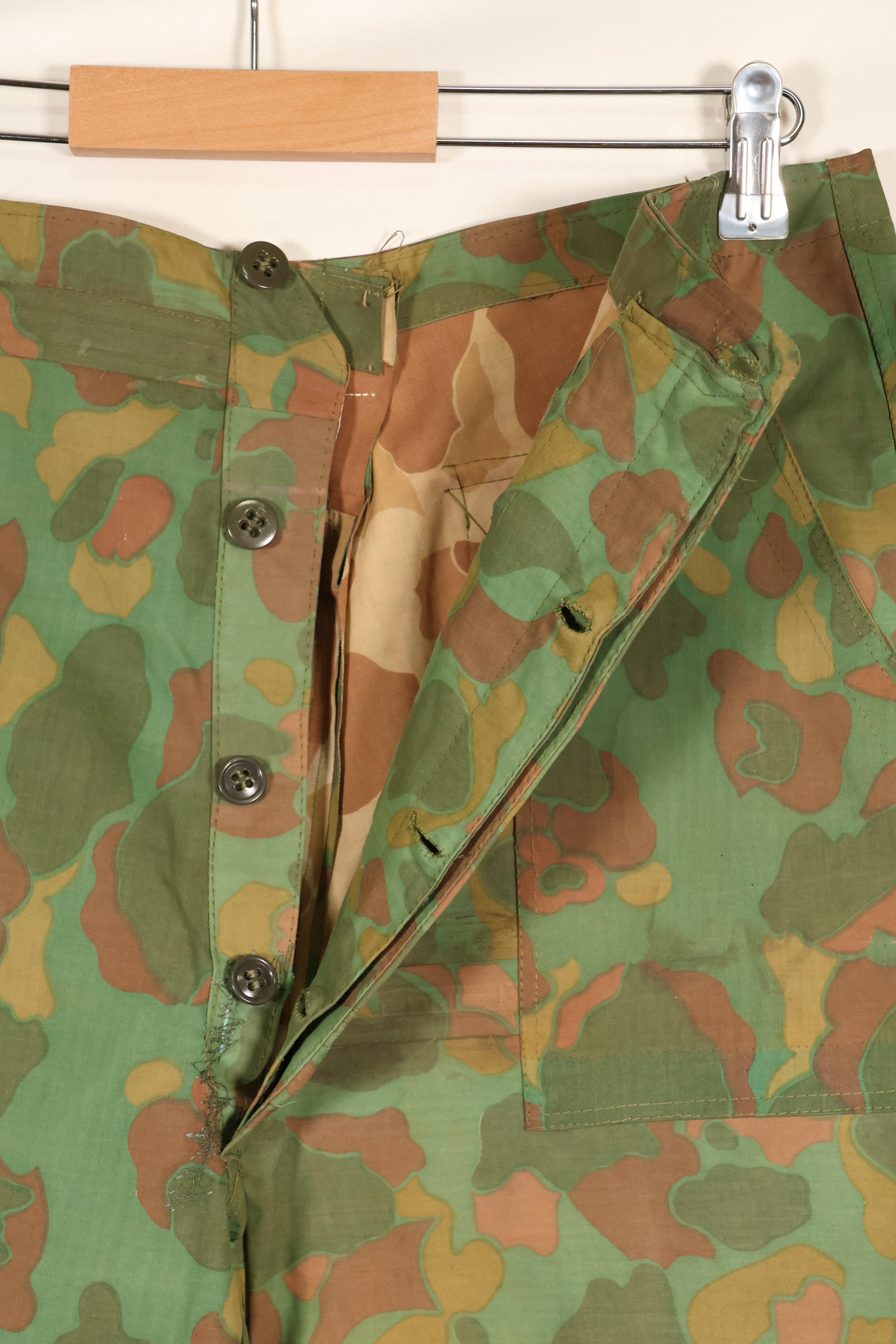 1960's Privately Sourced U.S. Marine Corps Frogskin Poncho Shirt and Pants Set Made in South Vietnam