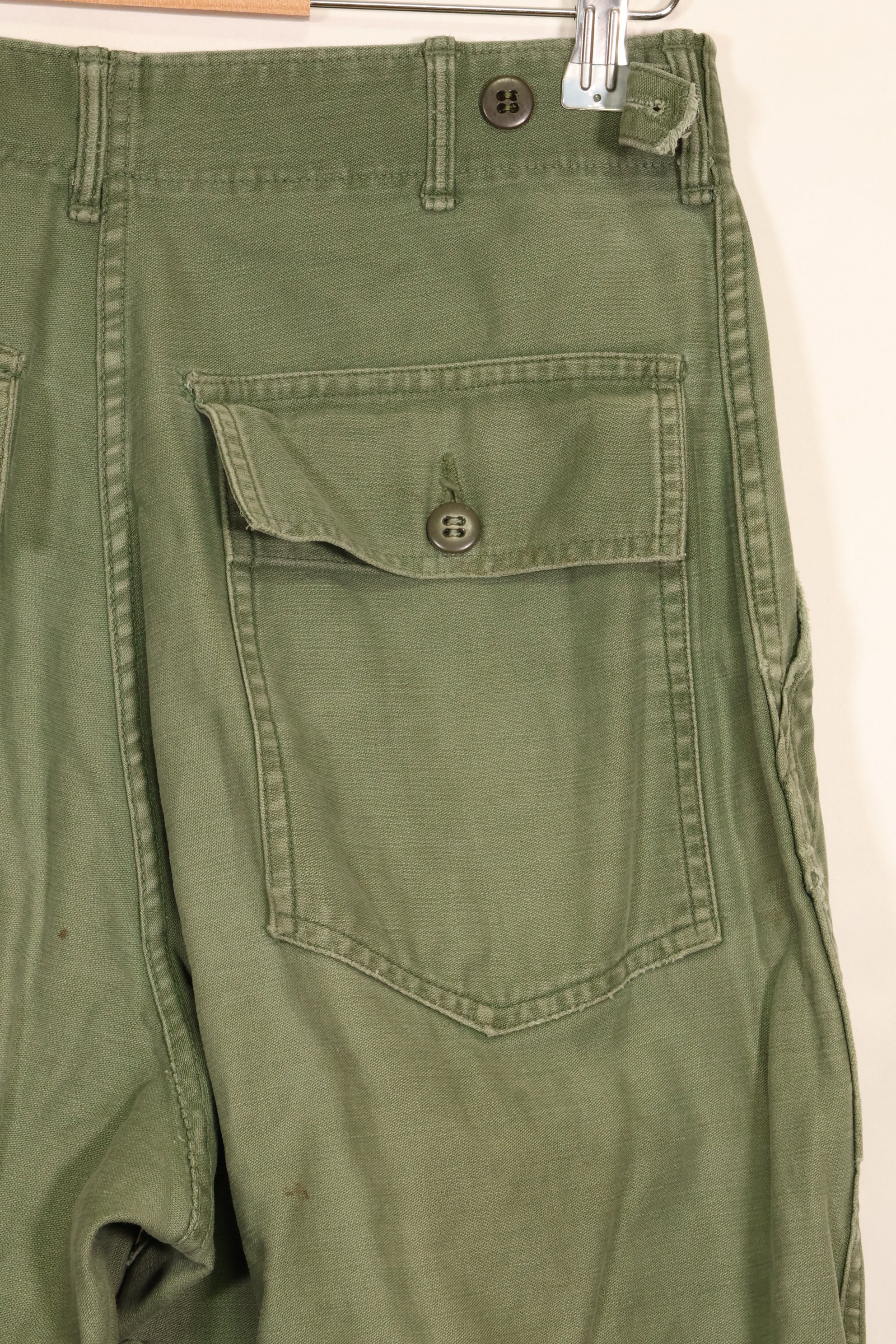 1950's TYPE 1 estimated SMALL US Army OG-107 Utility Pants Baker Pants Used A