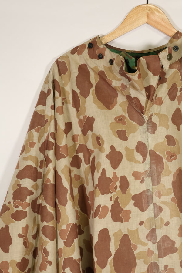 実物　1944年製　USMC フロッグスキン迷彩　ゴム引き　レインポンチョ　状態良い　中古品