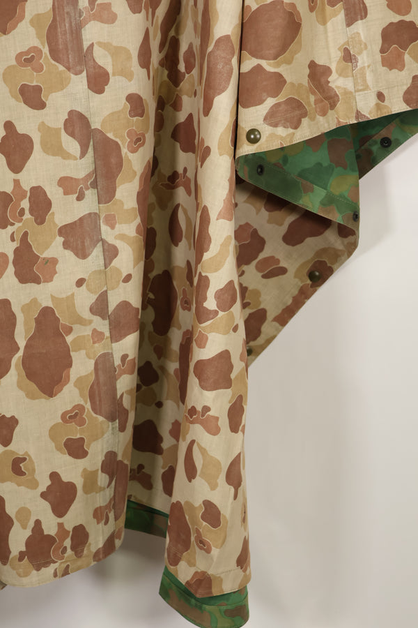 実物　1944年製　USMC フロッグスキン迷彩　ゴム引き　レインポンチョ　状態良い　中古品