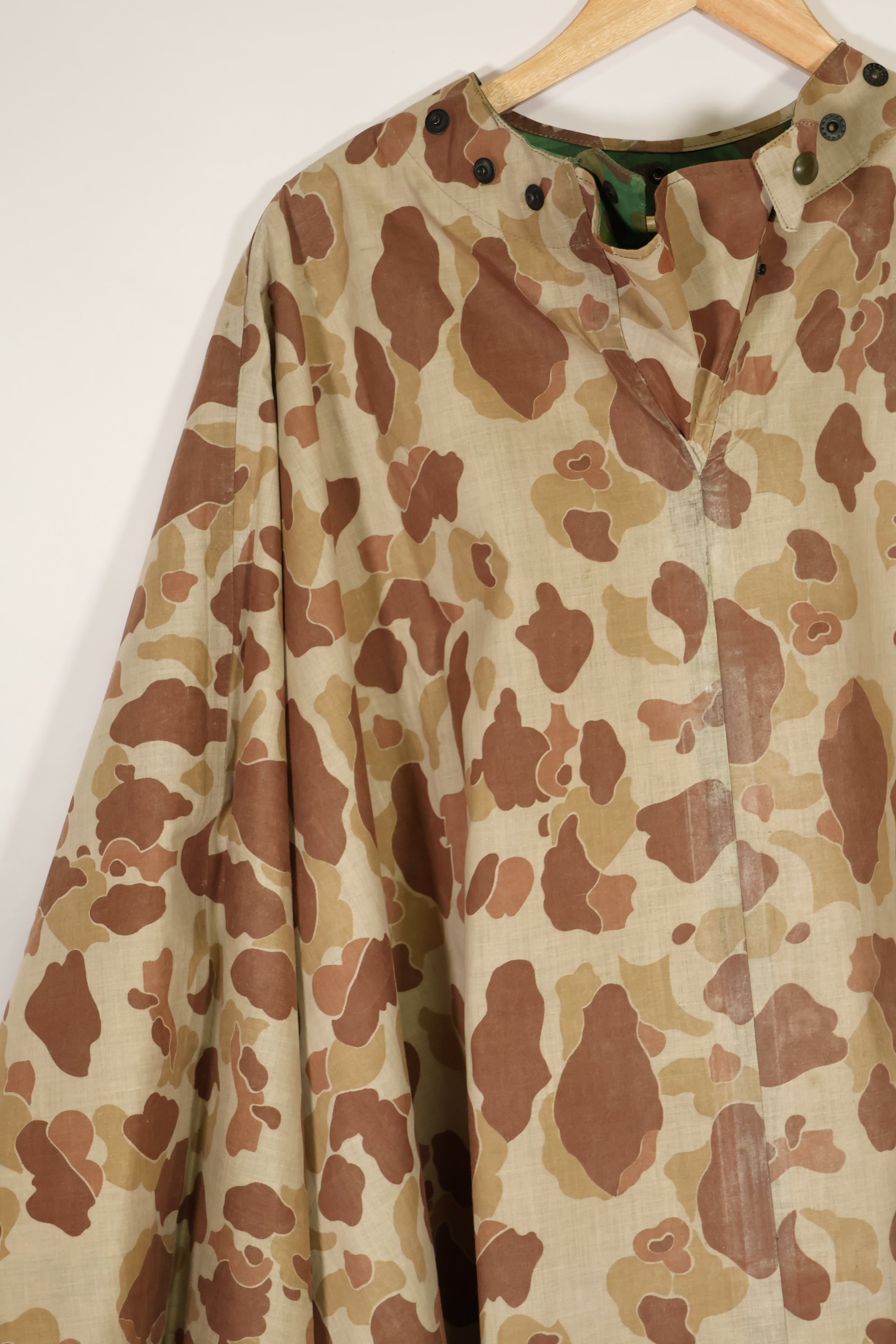 実物　1944年製　USMC フロッグスキン迷彩　ゴム引き　レインポンチョ　状態良い　中古品