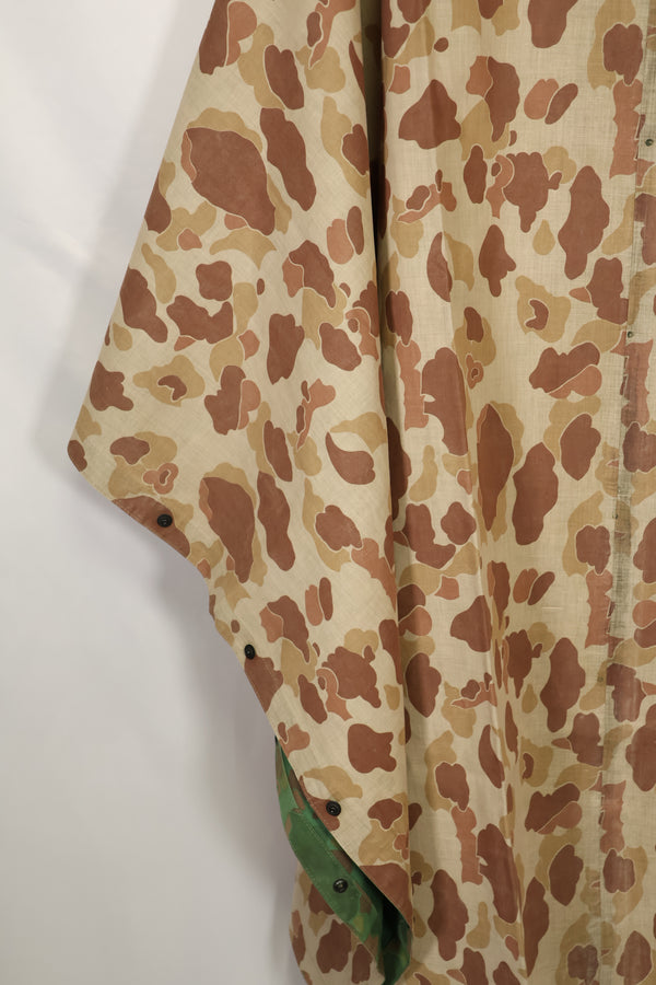 実物　1944年製　USMC フロッグスキン迷彩　ゴム引き　レインポンチョ　状態良い　中古品