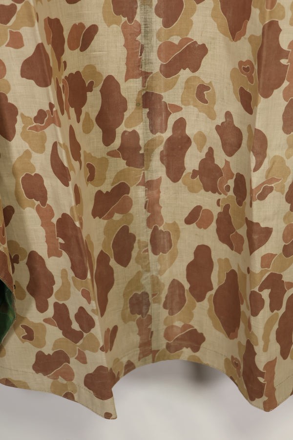 実物　1944年製　USMC フロッグスキン迷彩　ゴム引き　レインポンチョ　状態良い　中古品