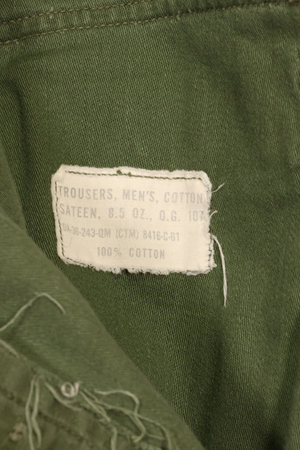 1961 Contract TYPE 1 SMALL US Army OG-107 Utility Pants Baker Pants Used E