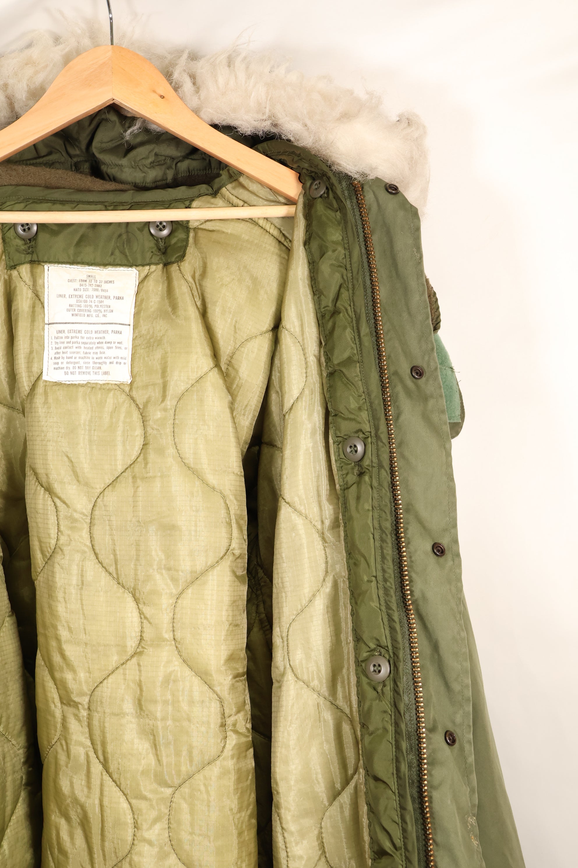 20 世纪 70 年代批量混合 M-R M65 野战派克大衣，鱼尾，黄铜拉链，二手。