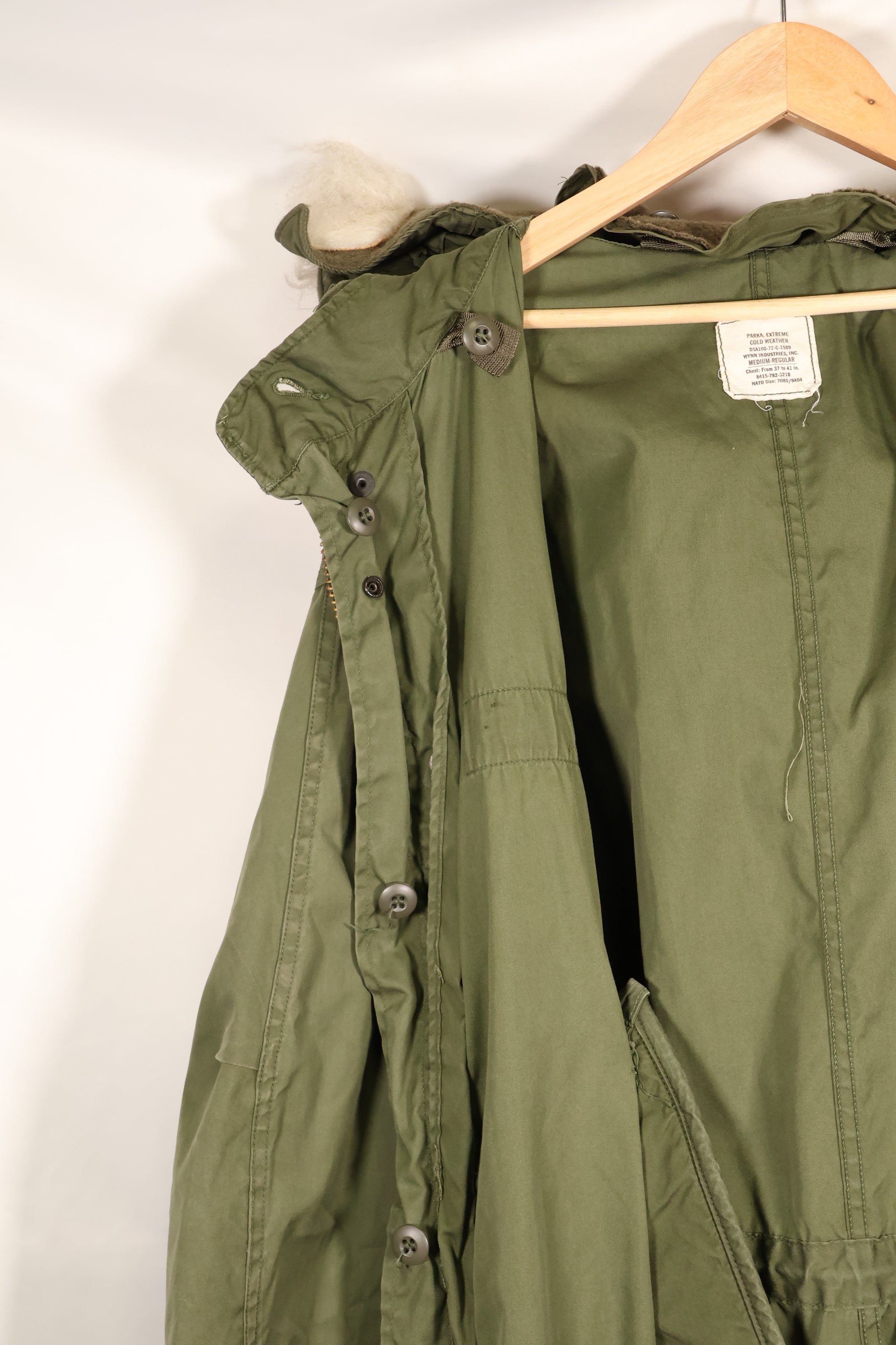 20 世纪 70 年代批量混合 M-R M65 野战派克大衣，鱼尾，黄铜拉链，二手。