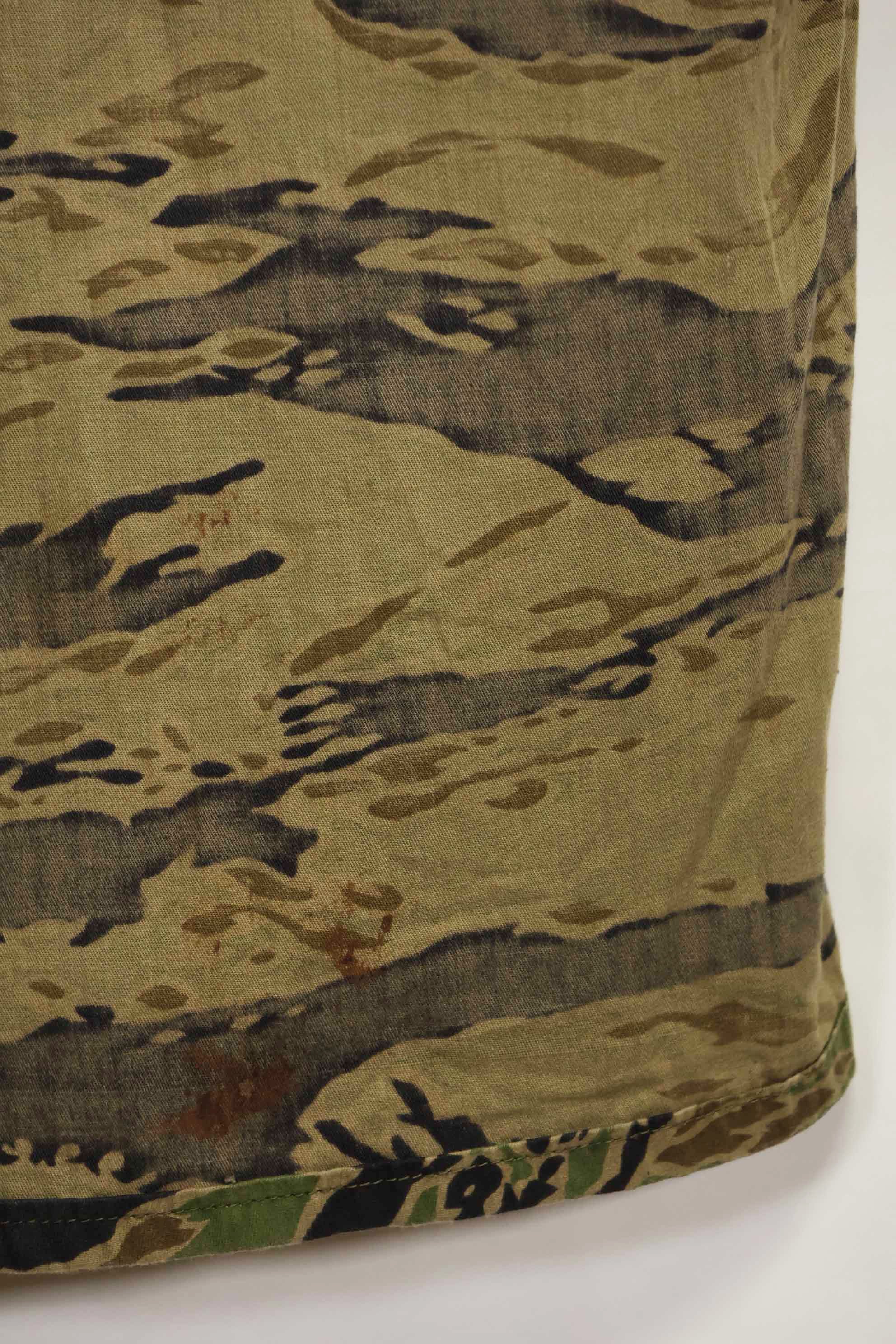 1960年代後半〜70年代前半　レイトウォーパターン　タイガーストライプシャツ　US-S　中古品