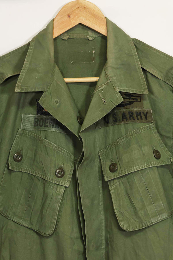 1963 Contract 1st Model Jungle Fatigue Jacket, no label, patch retrofitted, used.