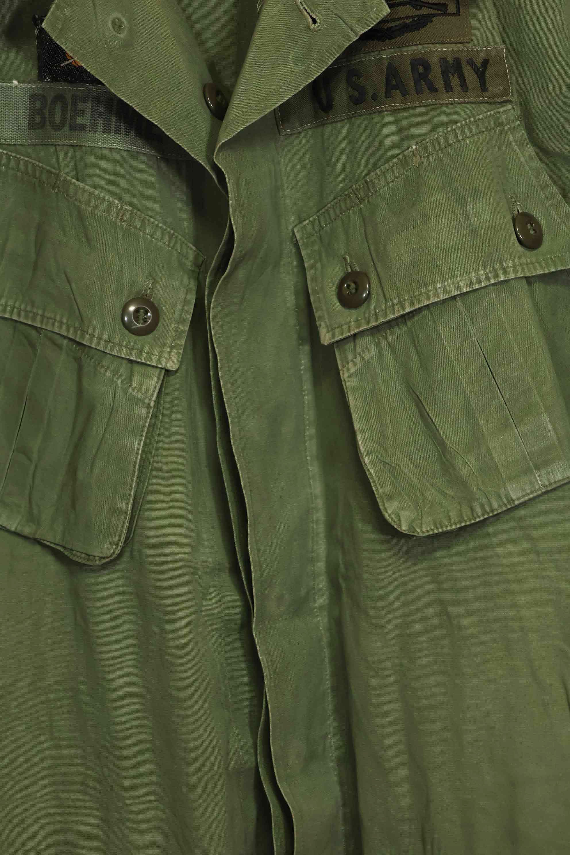 1963 Contract 1st Model Jungle Fatigue Jacket, no label, patch retrofitted, used.