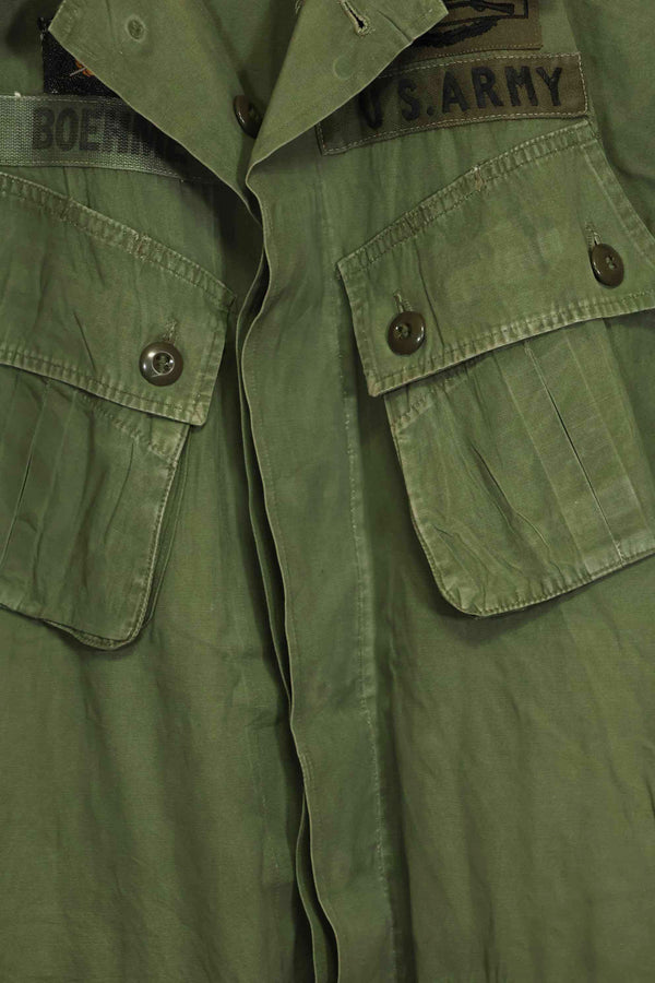 1963 Contract 1st Model Jungle Fatigue Jacket, no label, patch retrofitted, used.
