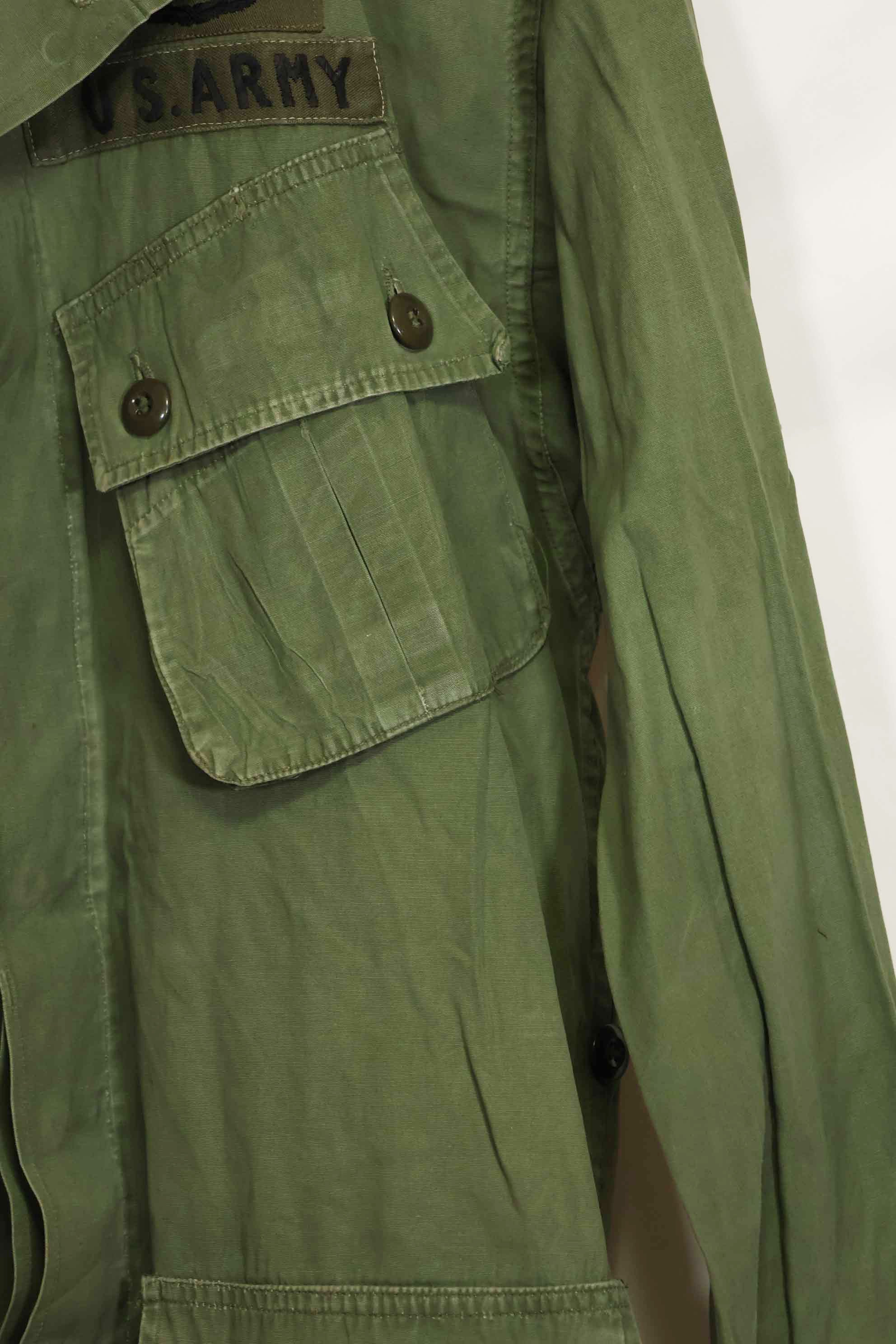 1963 Contract 1st Model Jungle Fatigue Jacket, no label, patch retrofitted, used.