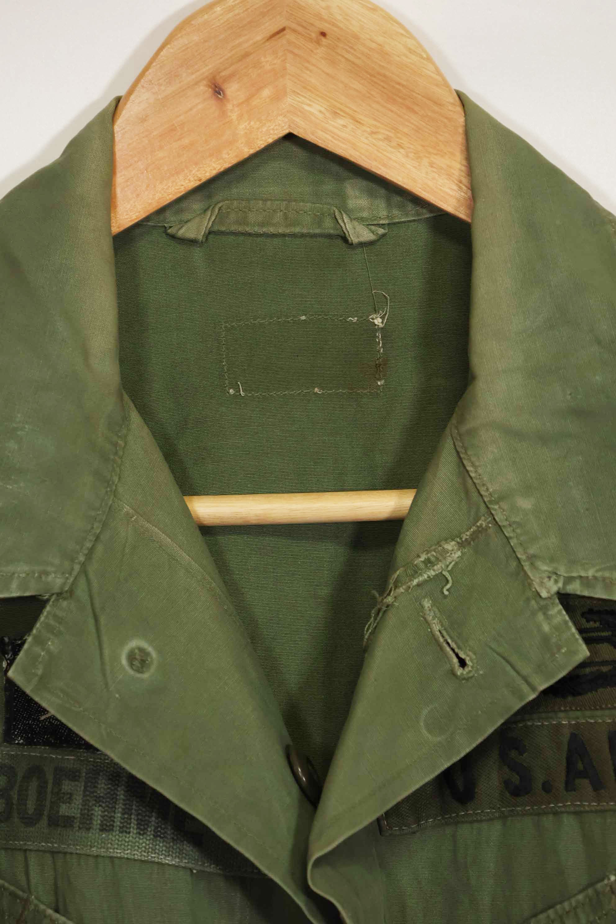 1963 Contract 1st Model Jungle Fatigue Jacket, no label, patch retrofitted, used.