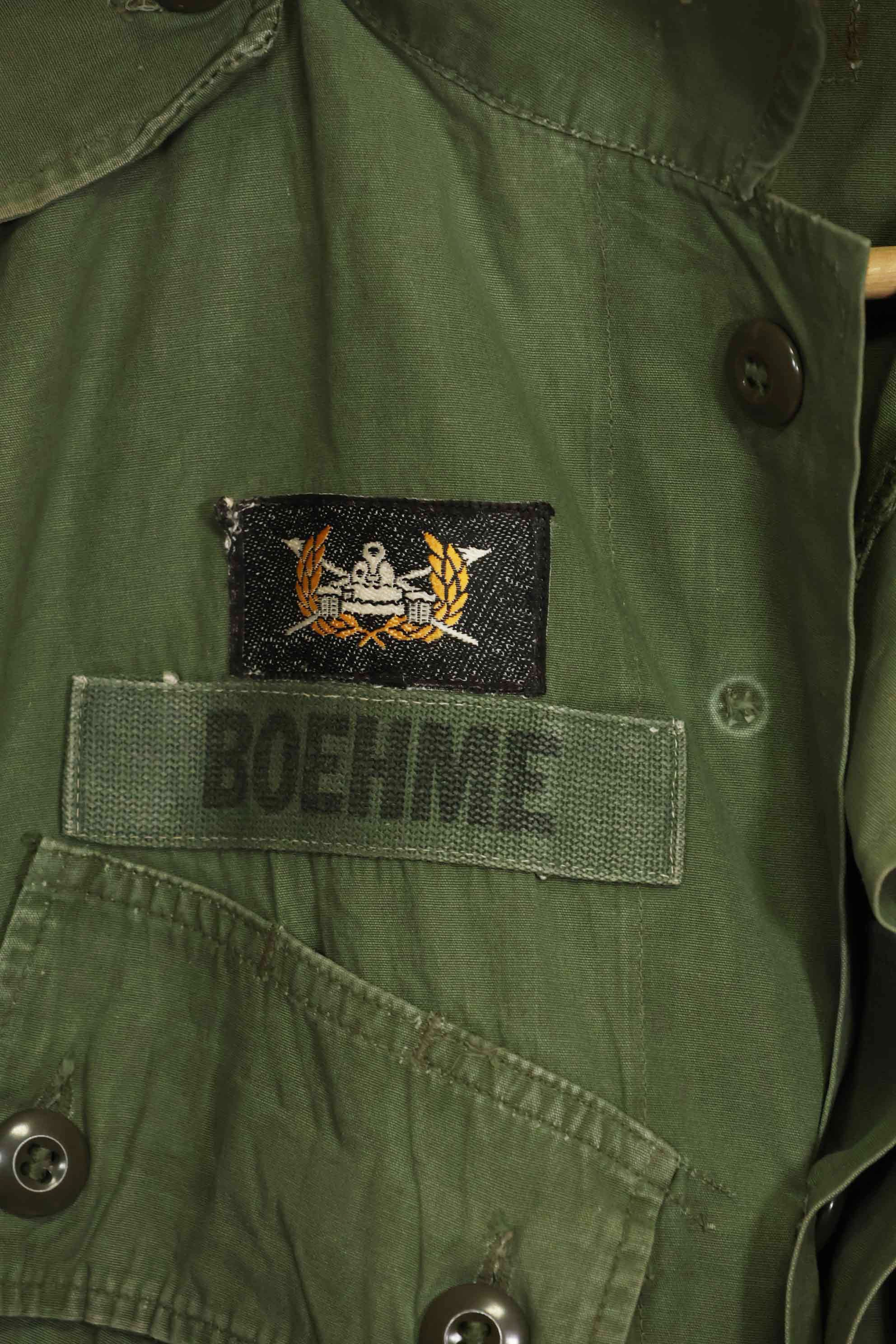 1963 Contract 1st Model Jungle Fatigue Jacket, no label, patch retrofitted, used.