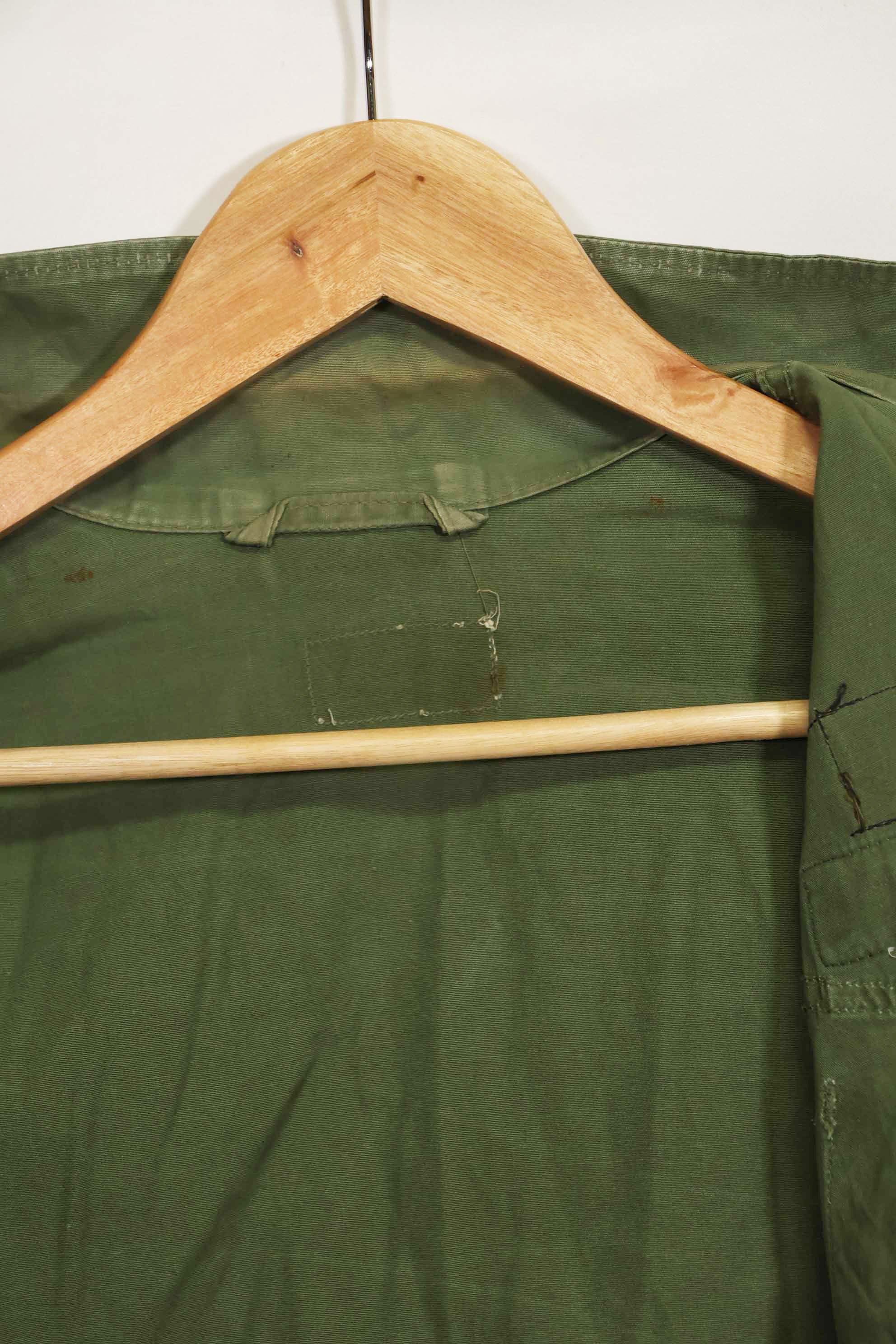 1963 Contract 1st Model Jungle Fatigue Jacket, no label, patch retrofitted, used.